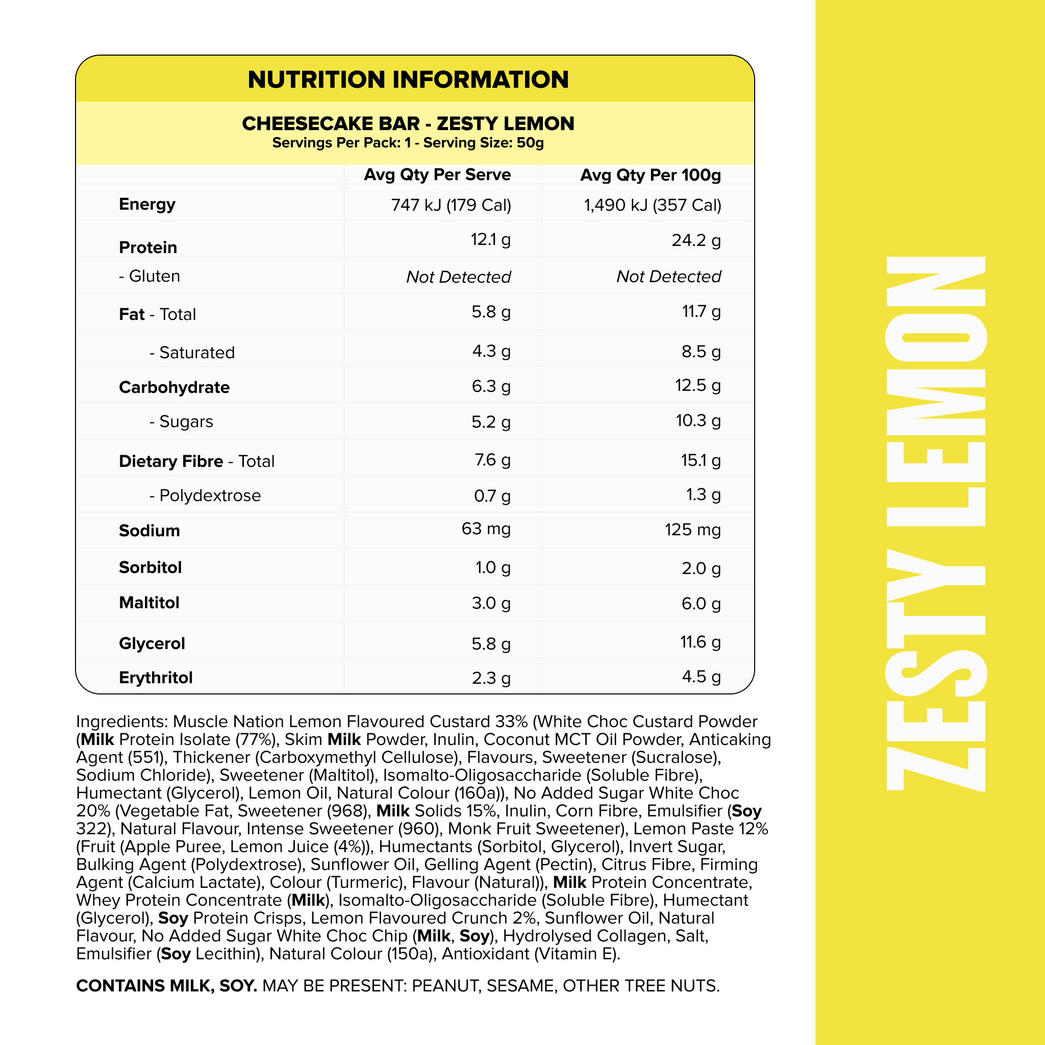 CHEESECAKE Protein Bar - Zesty Lemon - Box of 12-Protein Bars-MNSUPPS0310-19359054001043-3-Muscle Nation