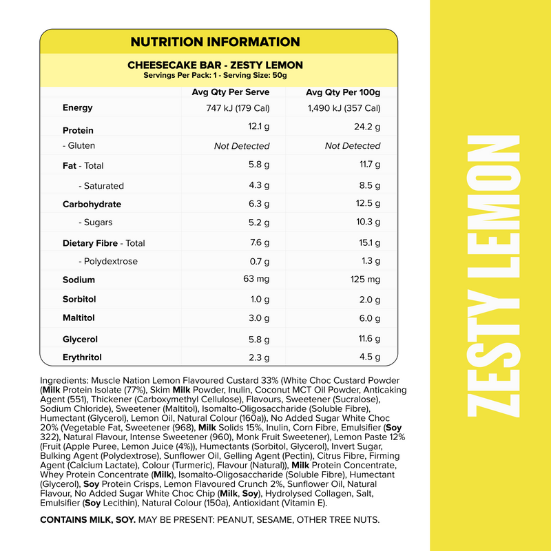 CHEESECAKE Protein Bar - Zesty Lemon - Box of 12-Protein Bars-MNSUPPS0310-19359054001043-3-Muscle Nation