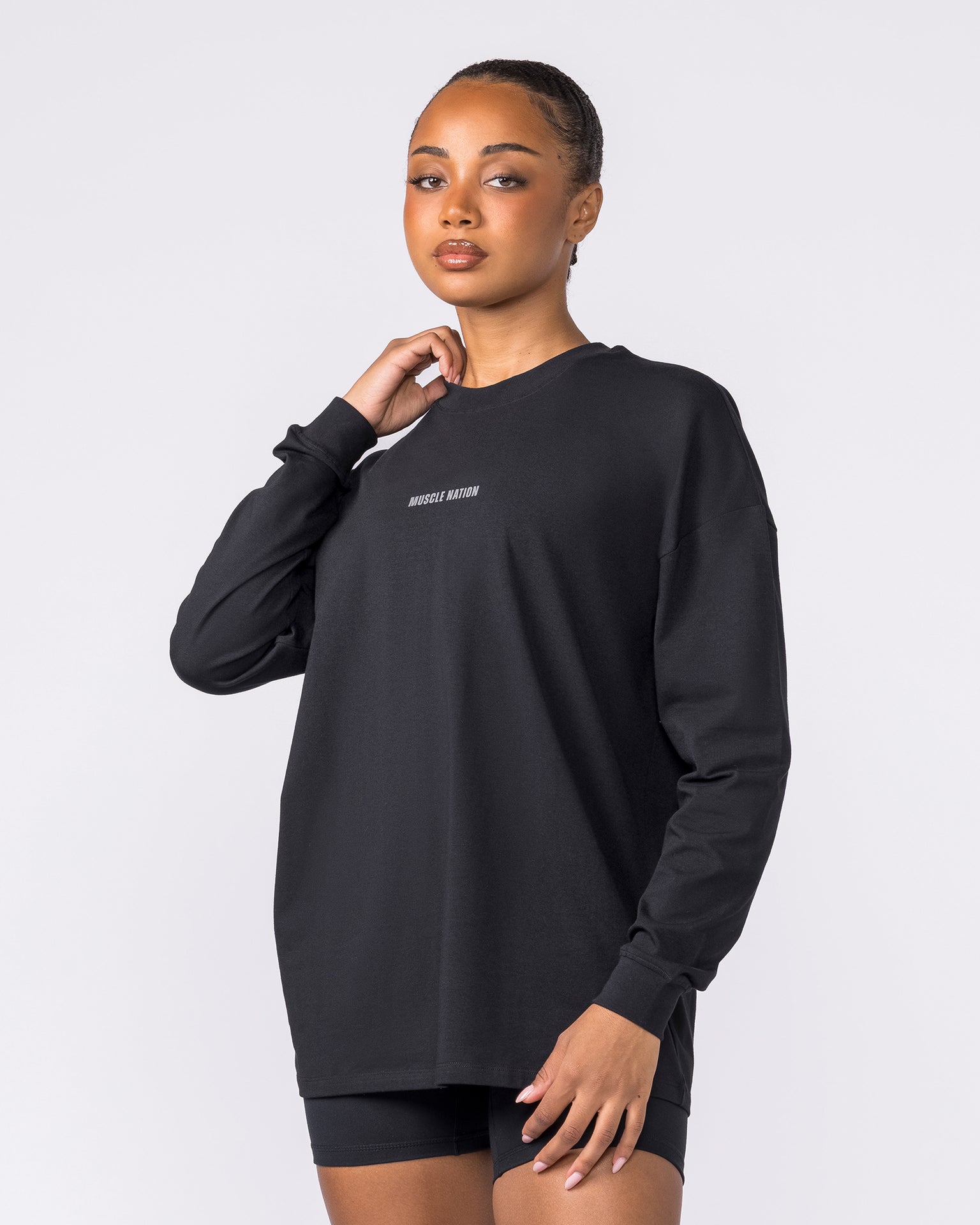 Classic Long Sleeve Top Black - Muscle Nation women's long sleeve tee, view 4