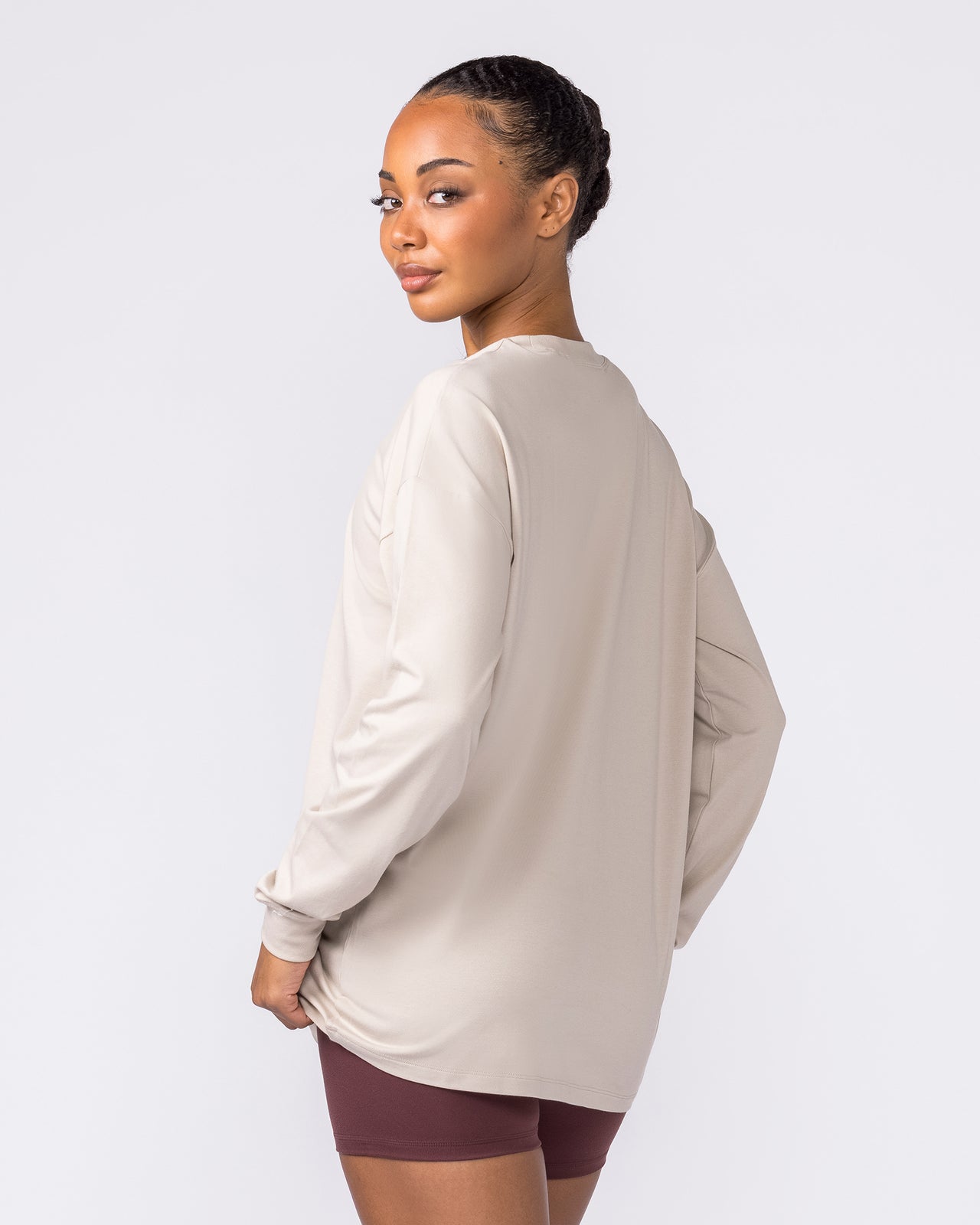 Classic Long Sleeve Top Cream - Muscle Nation women's long sleeve tee, view 2