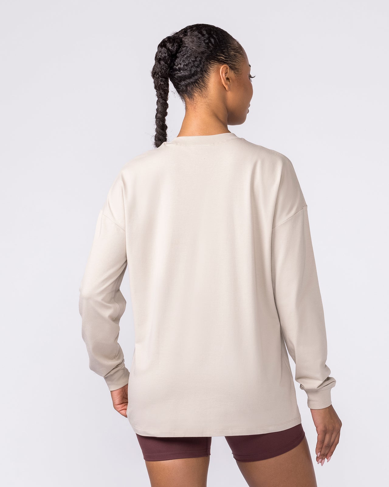 Classic Long Sleeve Top Cream - Muscle Nation women's long sleeve tee, view 4