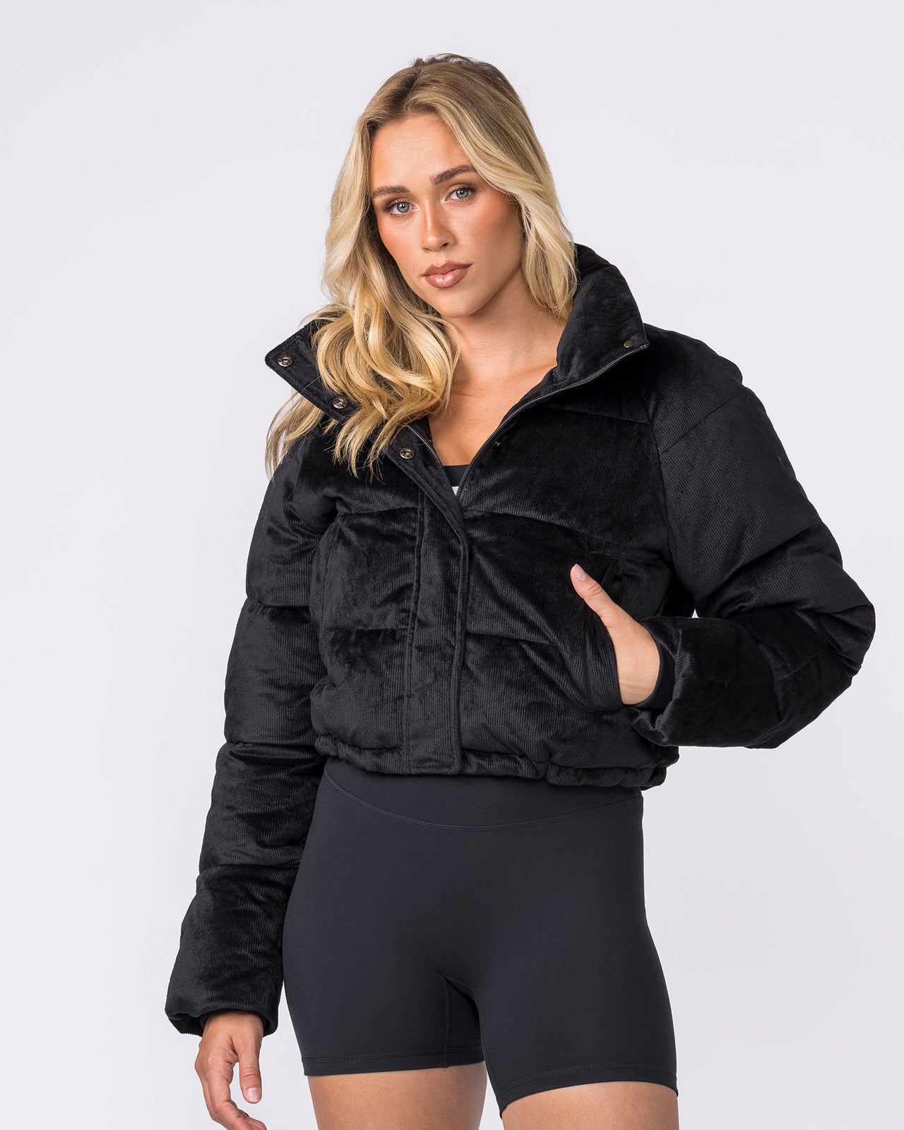 Cord Puffer Jacket - Black-Jackets-XXS-042621BLK-XXS-MNAPPRL50259-3-Muscle Nation