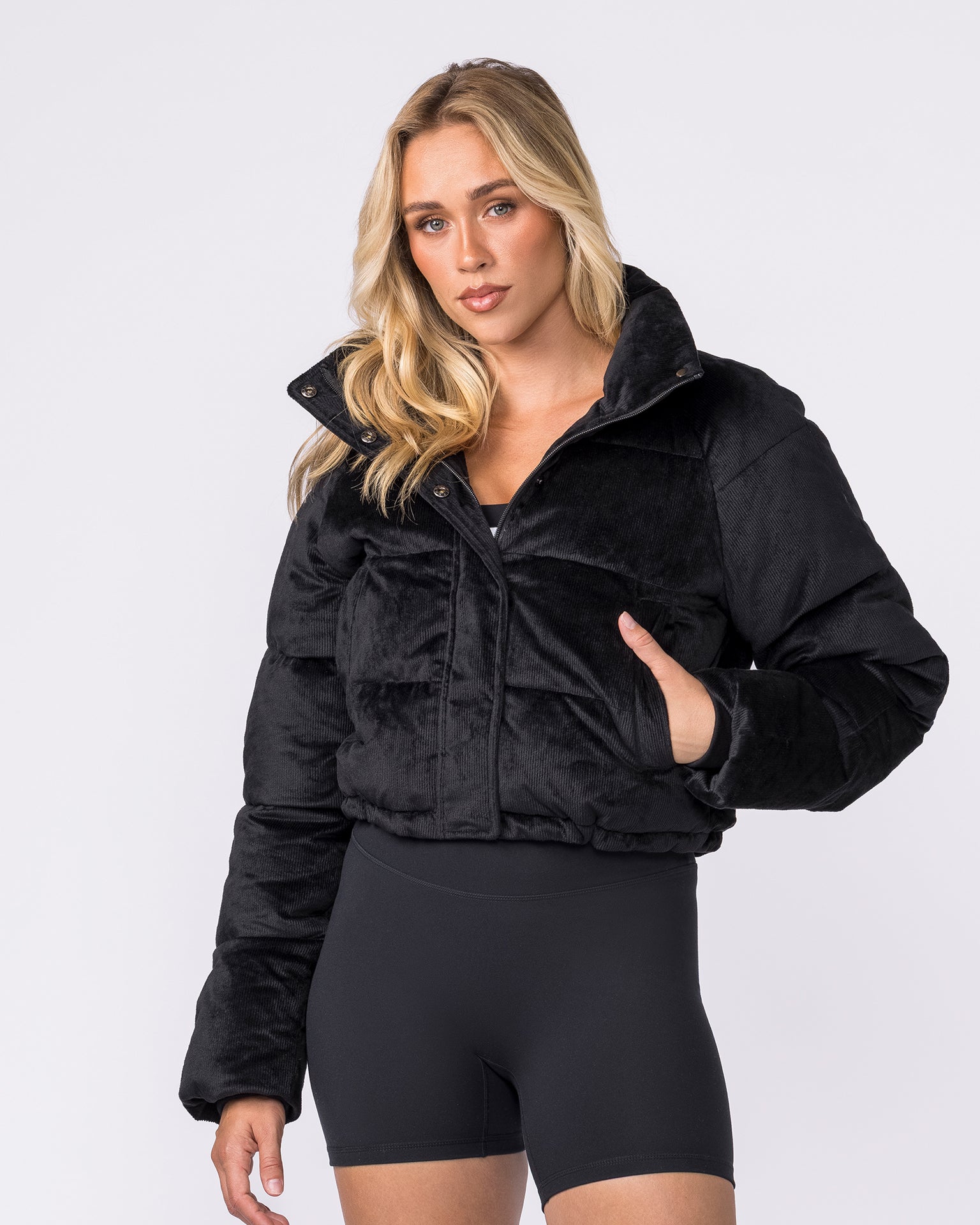 Cord Puffer Jacket - Black-Jackets-XXS-042621BLK-XXS-MNAPPRL50259-3-Muscle Nation