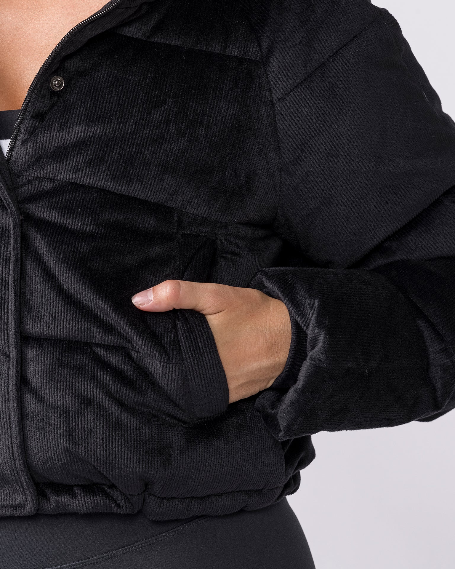Cord Puffer Jacket - Black-Jackets-XXS-042621BLK-XXS-MNAPPRL50259-5-Muscle Nation