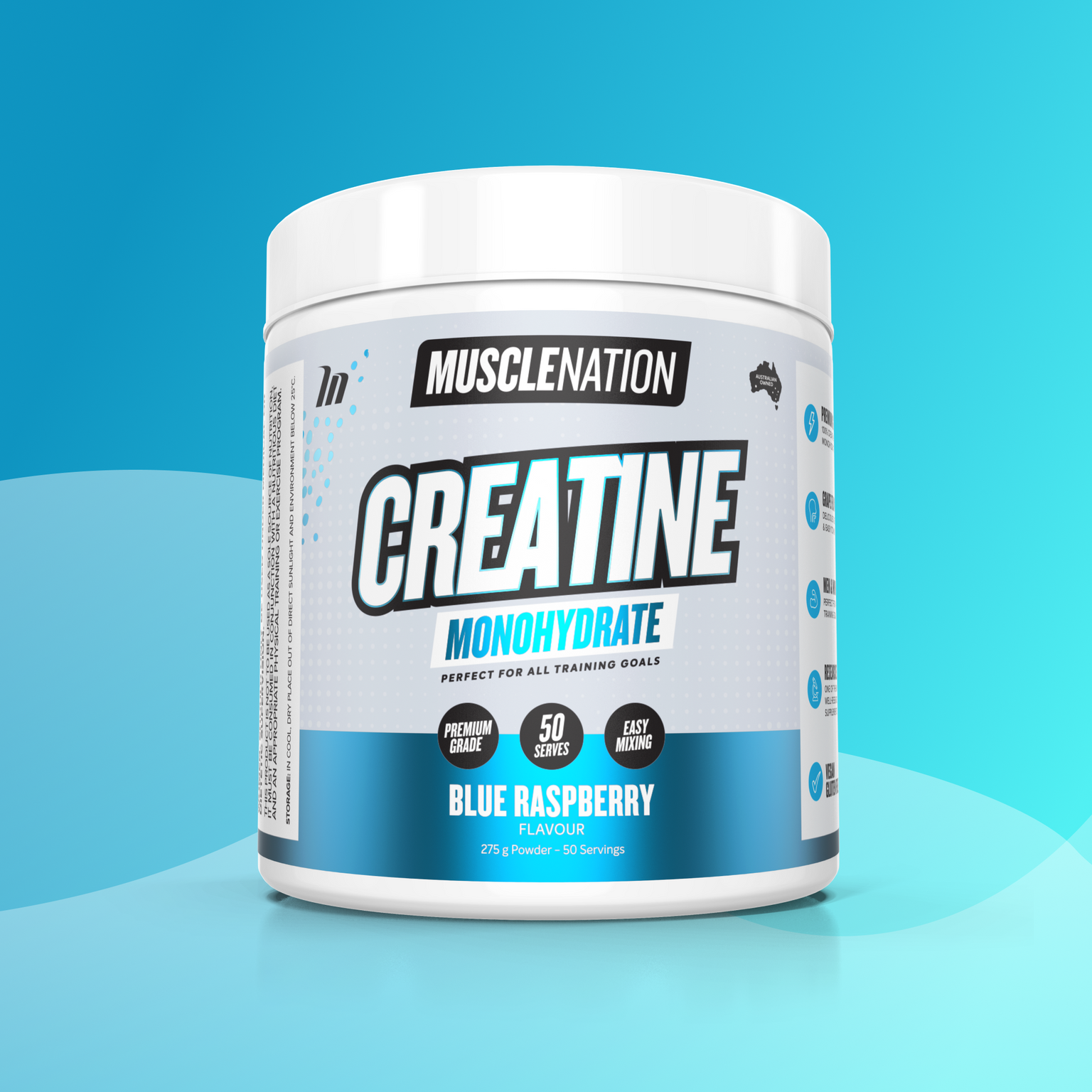 CREATINE MONOHYDRATE - Blue Raspberry - 50 serves-Creatine-MNSUPPS0421-9359054003033-1-Muscle Nation