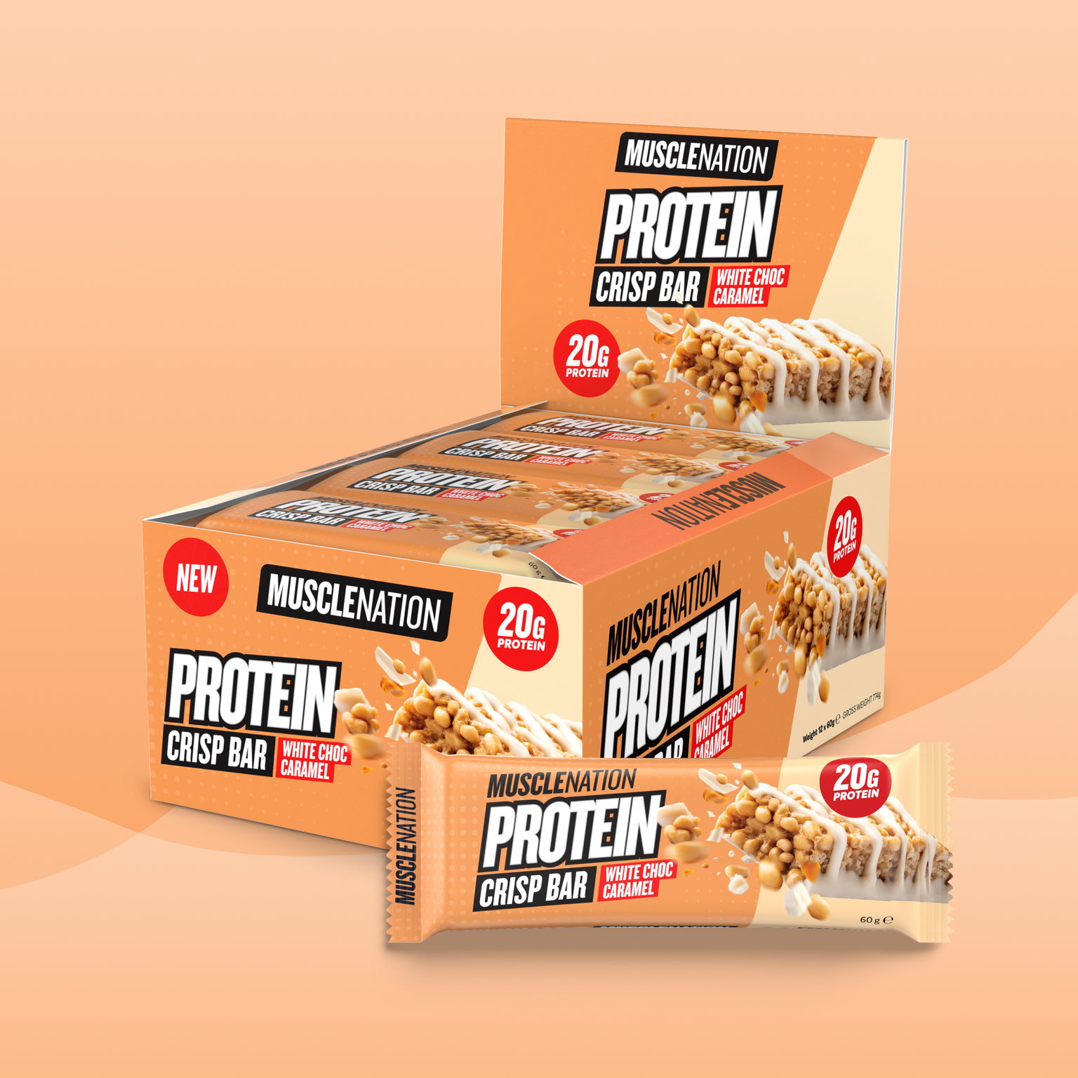 CRISP Protein Bar - White Choc Caramel - Box of 12-Protein Bars-MNSUPPS0427-19359054002514-1-Muscle Nation