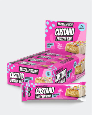 CUSTARD Protein Bar - Birthday Cake - Box of 12-Protein Bars-MNSUPPS0189-19359054000091-1-Muscle Nation