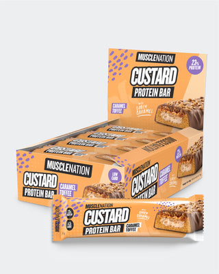 CUSTARD Protein Bar - Caramel Toffee - Box of 12-Protein Bars-MNSUPPS0195-19359054000350-1-Muscle Nation