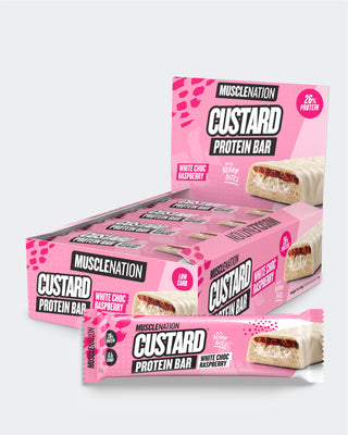 CUSTARD Protein Bar - White Choc Raspberry - Box of 12-Protein Bars-MNSUPPS0196-19359054000022-1-Muscle Nation