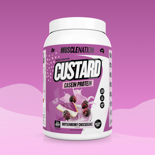 CUSTARD Casein Protein - Boysenberry Cheesecake - 25 serves-Custard Casein Powder-MNSUPPS0328-9359054001701-1-Muscle Nation