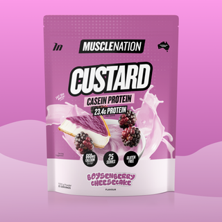 CUSTARD Casein Protein - Boysenberry Cheesecake - 25 serves-Custard Casein Powder-MNSUPPS0328-9359054001701-1-Muscle Nation