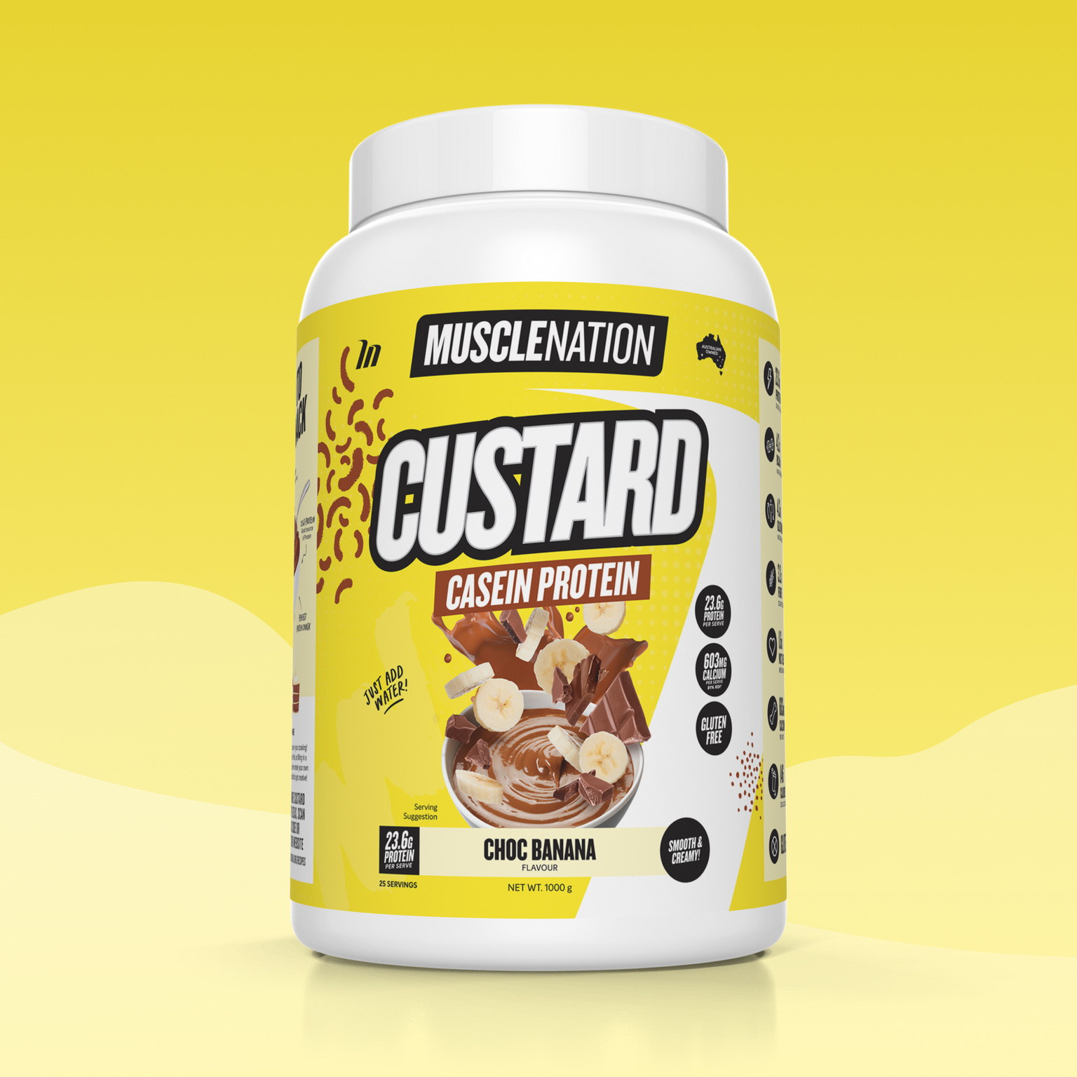 CUSTARD Casein Protein - Choc Banana - 25 serves-Custard Casein Powder-MNSUPPS0385-9359054002746-1-Muscle Nation