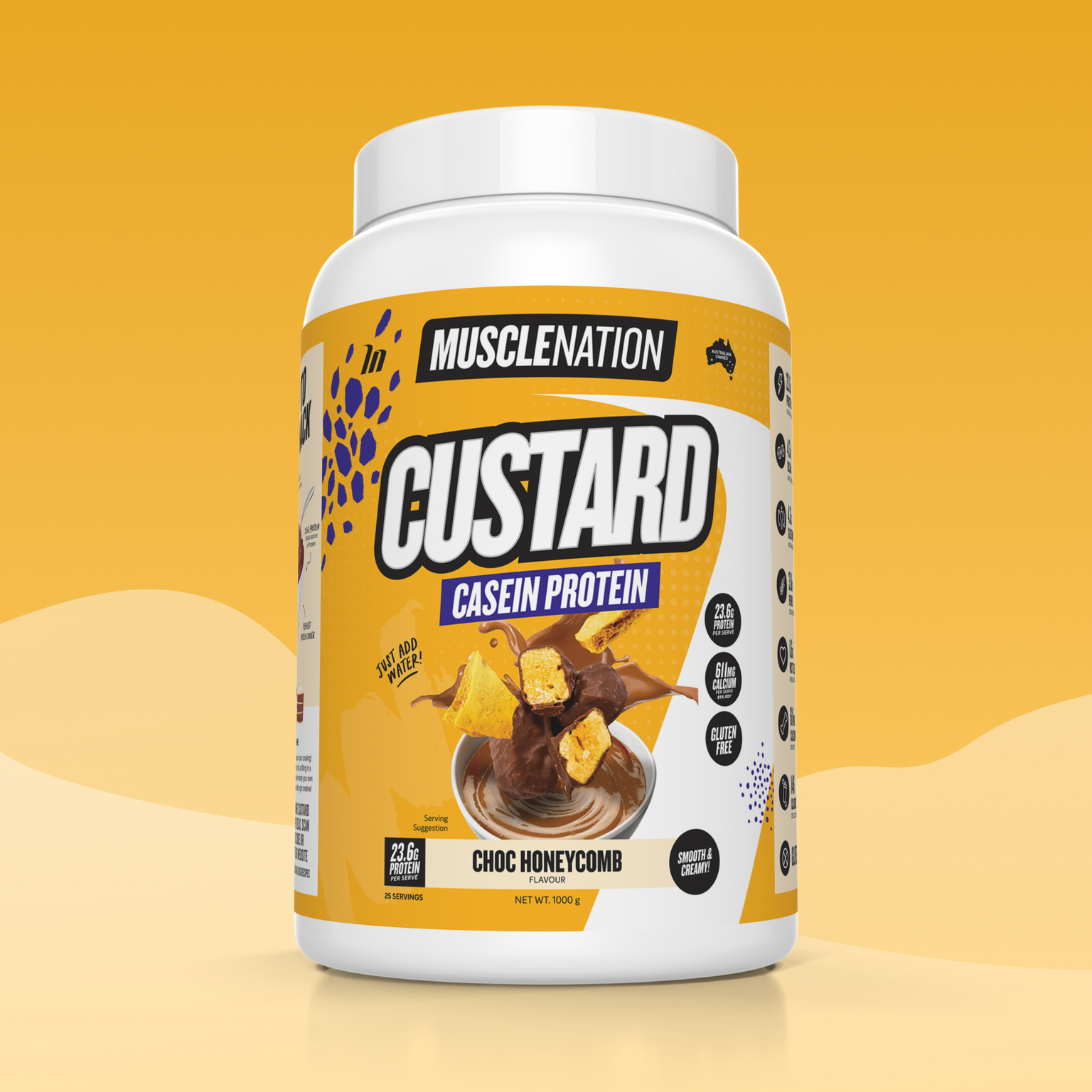 CUSTARD Casein Protein - Choc Honeycomb - 25 serves-Custard Casein Powder-MNSUPPS0384-9359054002739-1-Muscle Nation