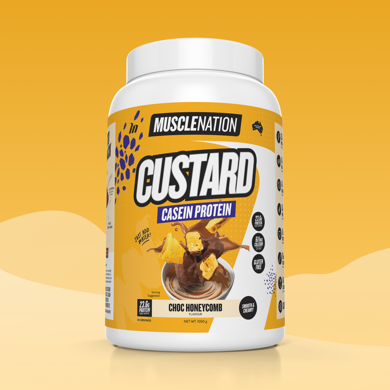CUSTARD Casein Protein - Choc Honeycomb - 25 serves-Custard Casein Powder-MNSUPPS0384-9359054002739-1-Muscle Nation