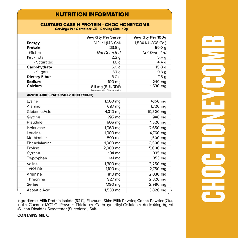 CUSTARD Casein Protein Choc Honeycomb - Muscle Nation casein protein powder, view 2