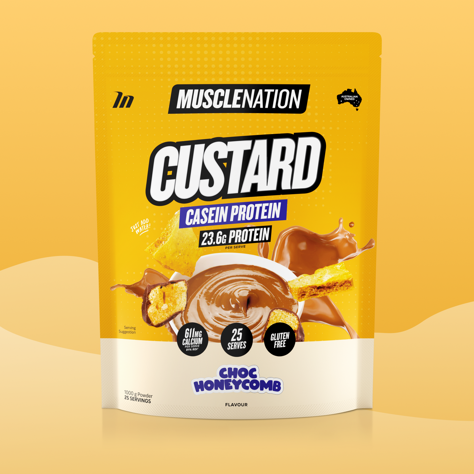 CUSTARD Casein Protein Choc Honeycomb - Muscle Nation casein protein powder