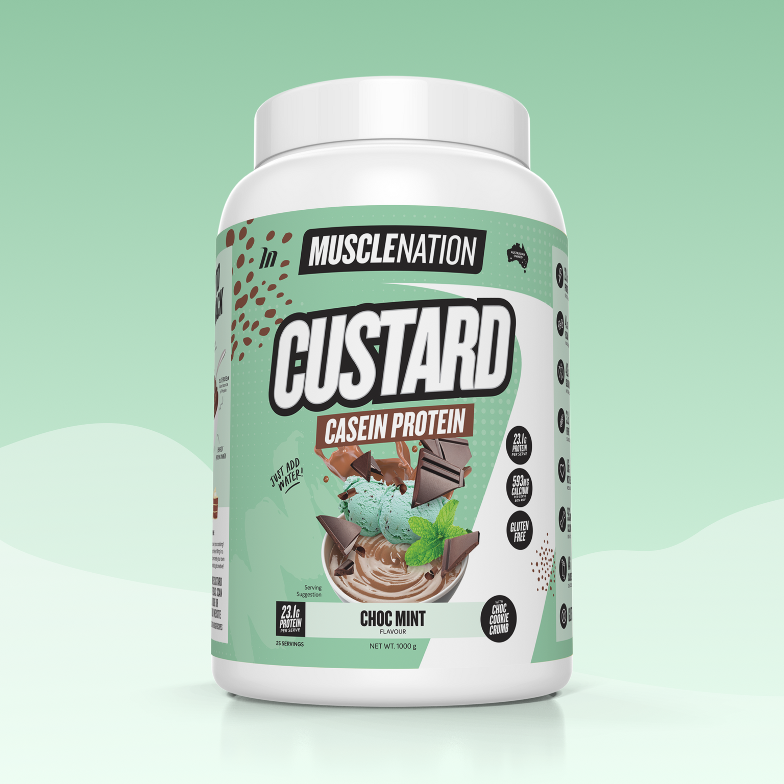 CUSTARD Casein Protein - Choc Mint - 25 serves-Custard Casein Powder-MNSUPPS0386-9359054002753-1-Muscle Nation