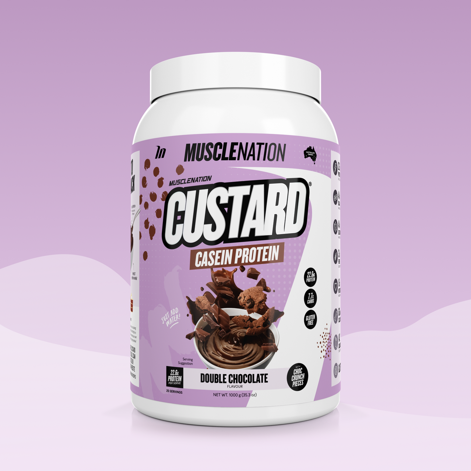CUSTARD Casein Protein - Double Chocolate - 25 serves-Custard Casein Powder-MNSUPPS0119-9359054001404-1-Muscle Nation