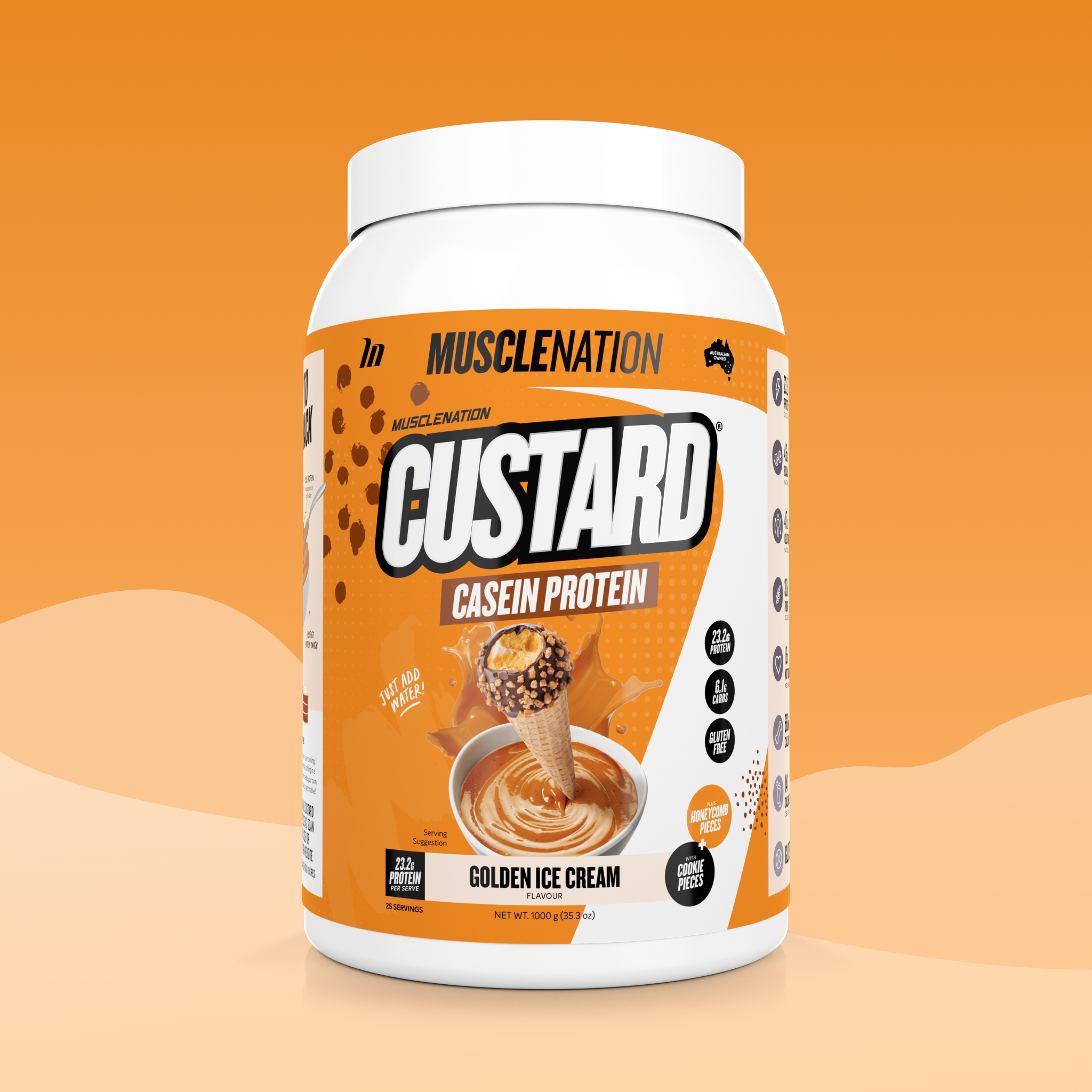CUSTARD Casein Protein - Golden Ice Cream - 25 serves-Custard Casein Powder-MNSUPPS0070-9359054001398-1-Muscle Nation