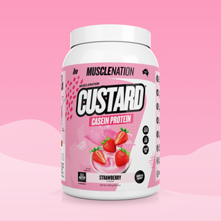 CUSTARD Casein Protein - Strawberry - 25 serves-Custard Casein Powder-MNSUPPS0322-9359054001428-1-Muscle Nation