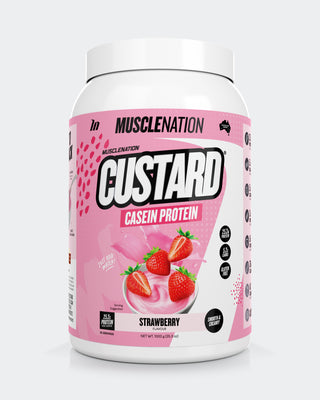 CUSTARD Casein Protein - Strawberry - 25 serves-CUSTARD Casein Powder-MNSUPPS0322-9359054001428-1-Muscle Nation