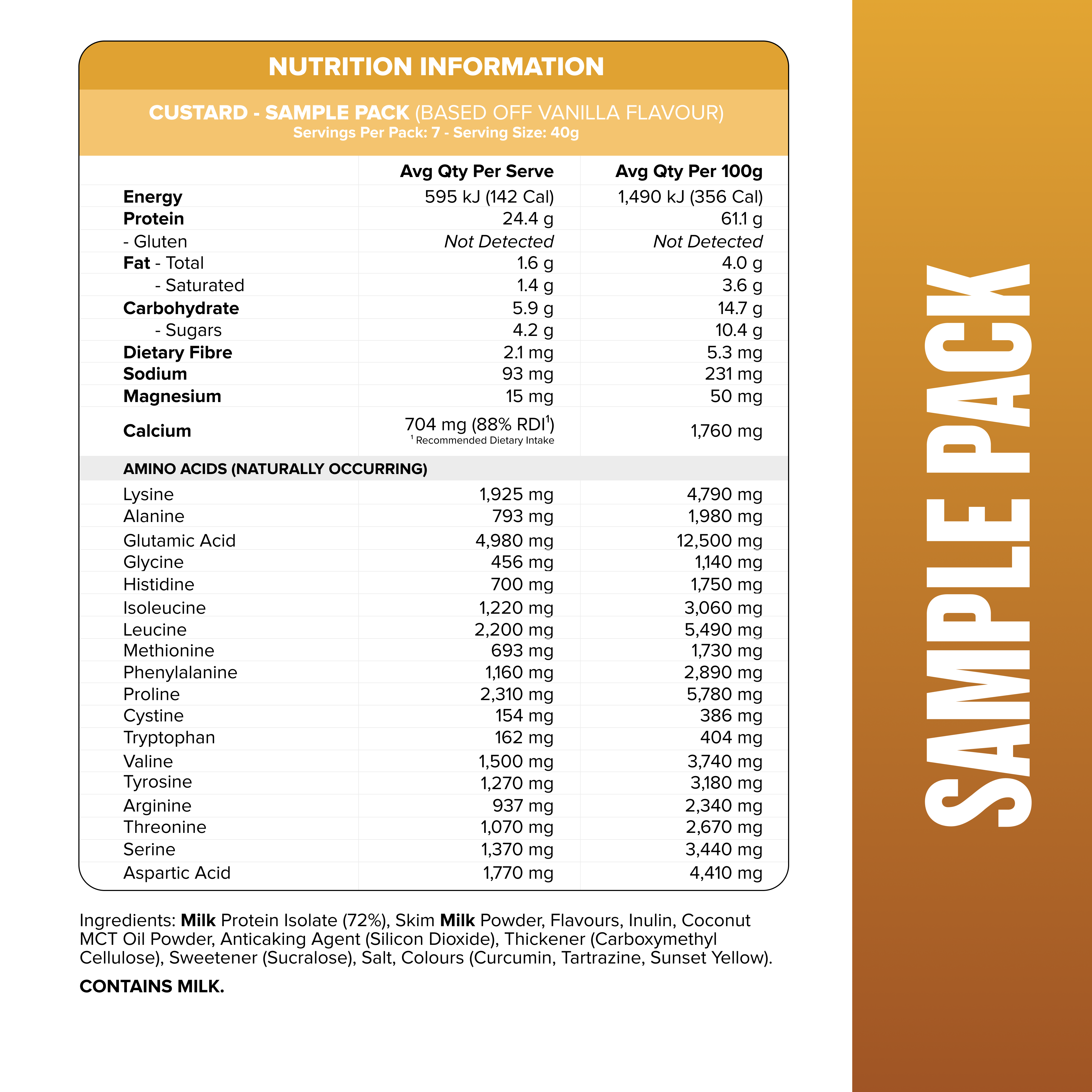 CUSTARD Casein Protein - Sample Pack - 7 Flavours