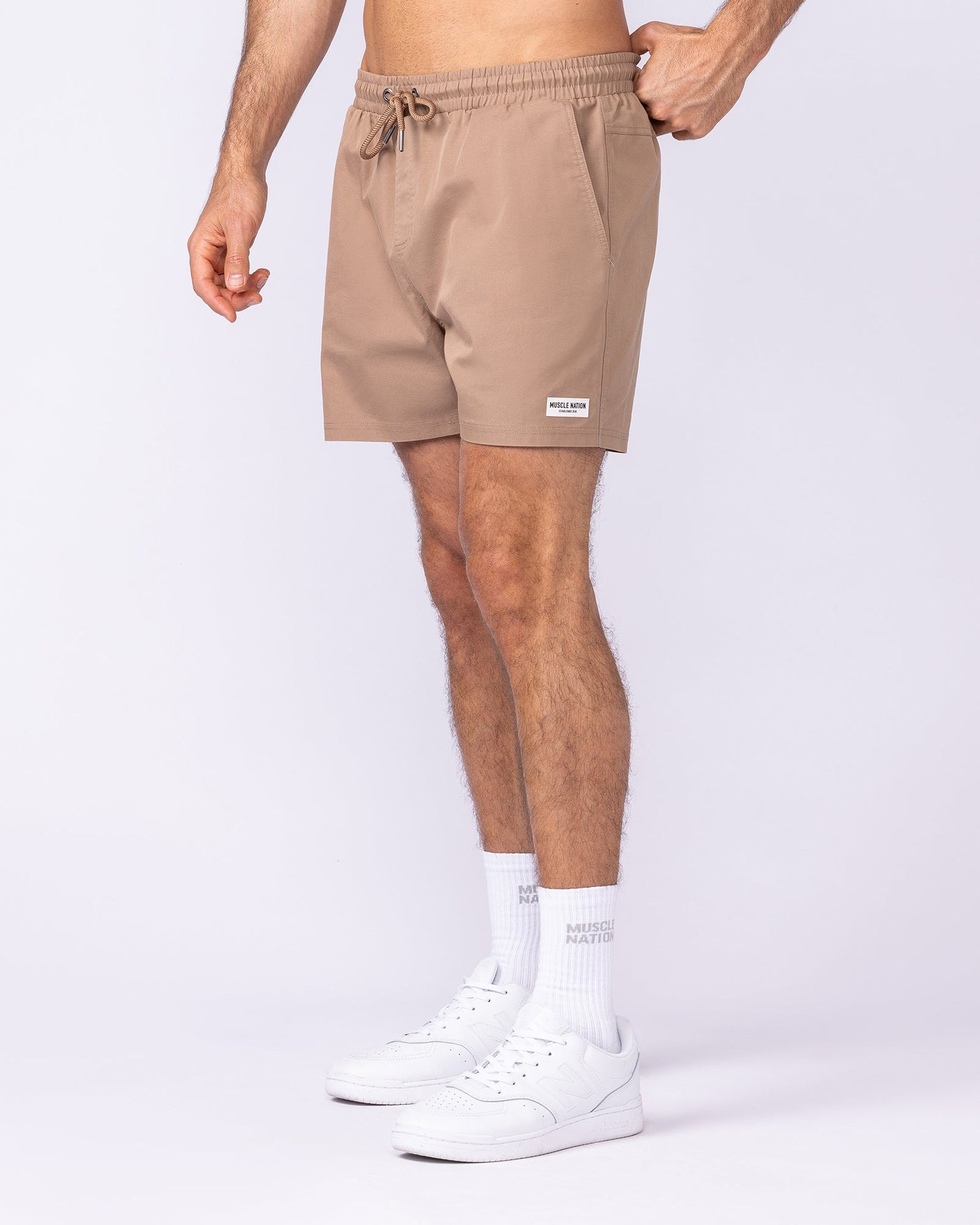 Daily 4" Shorts - Tan-Shorts-S-112482TAN-S-MNAPPRL35522-1-Muscle Nation