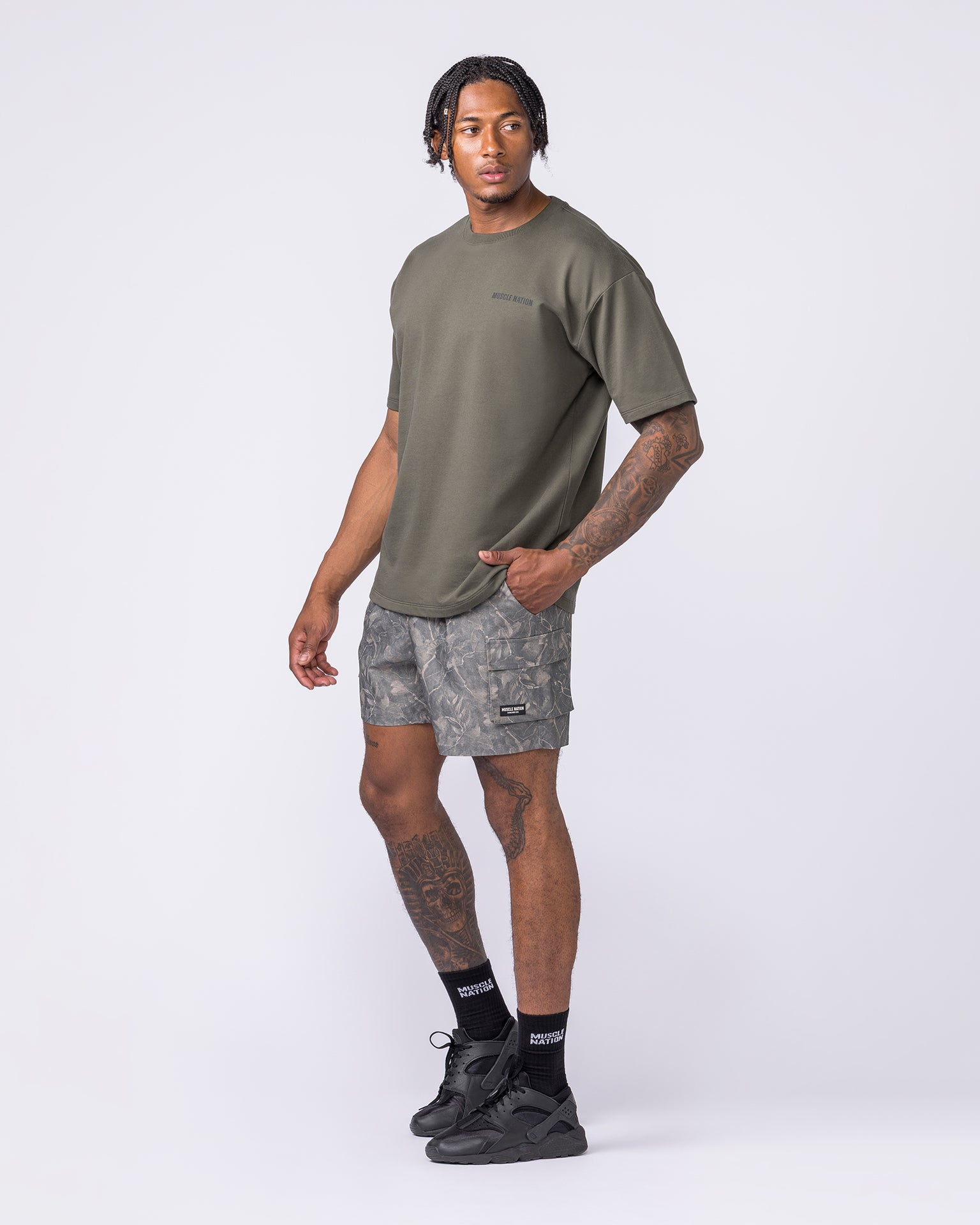 Daily Cargo 5" Shorts - Washed Tree Camo Grey