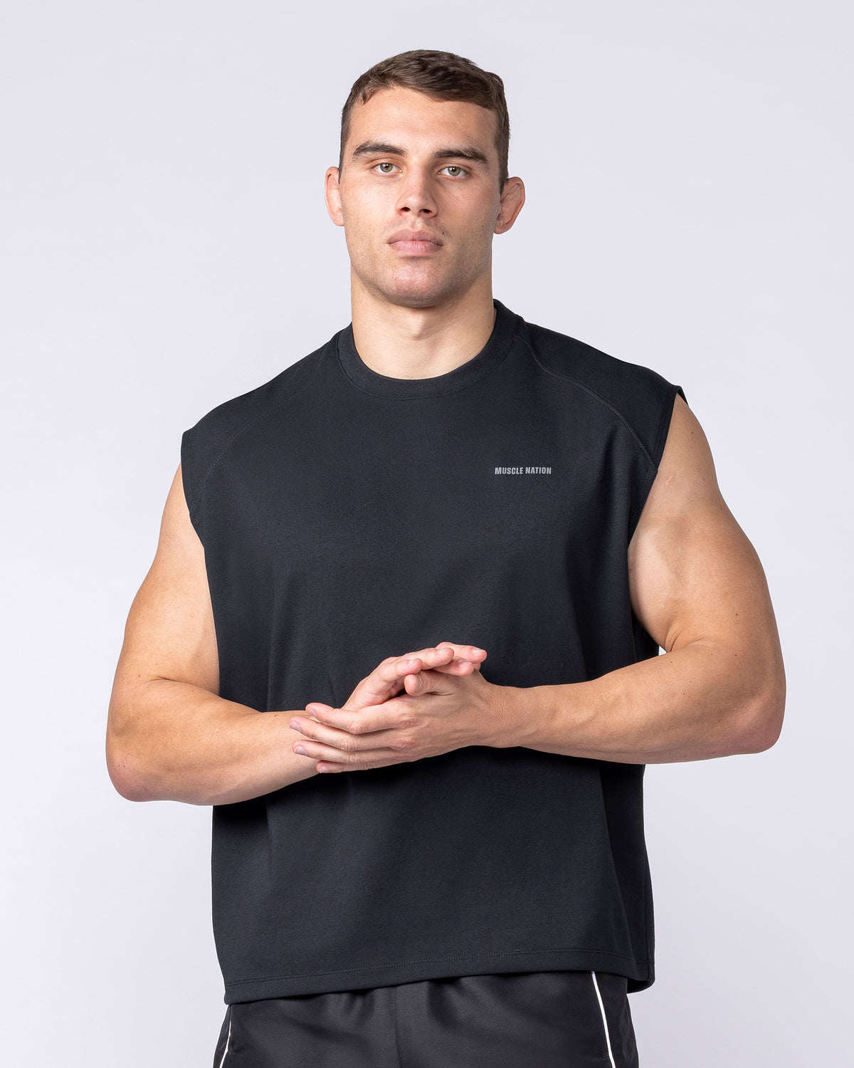 Daily Raglan Boxy Muscle Tank - Black