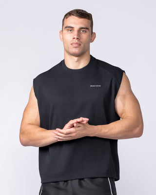 Daily Raglan Boxy Muscle Tank - Black