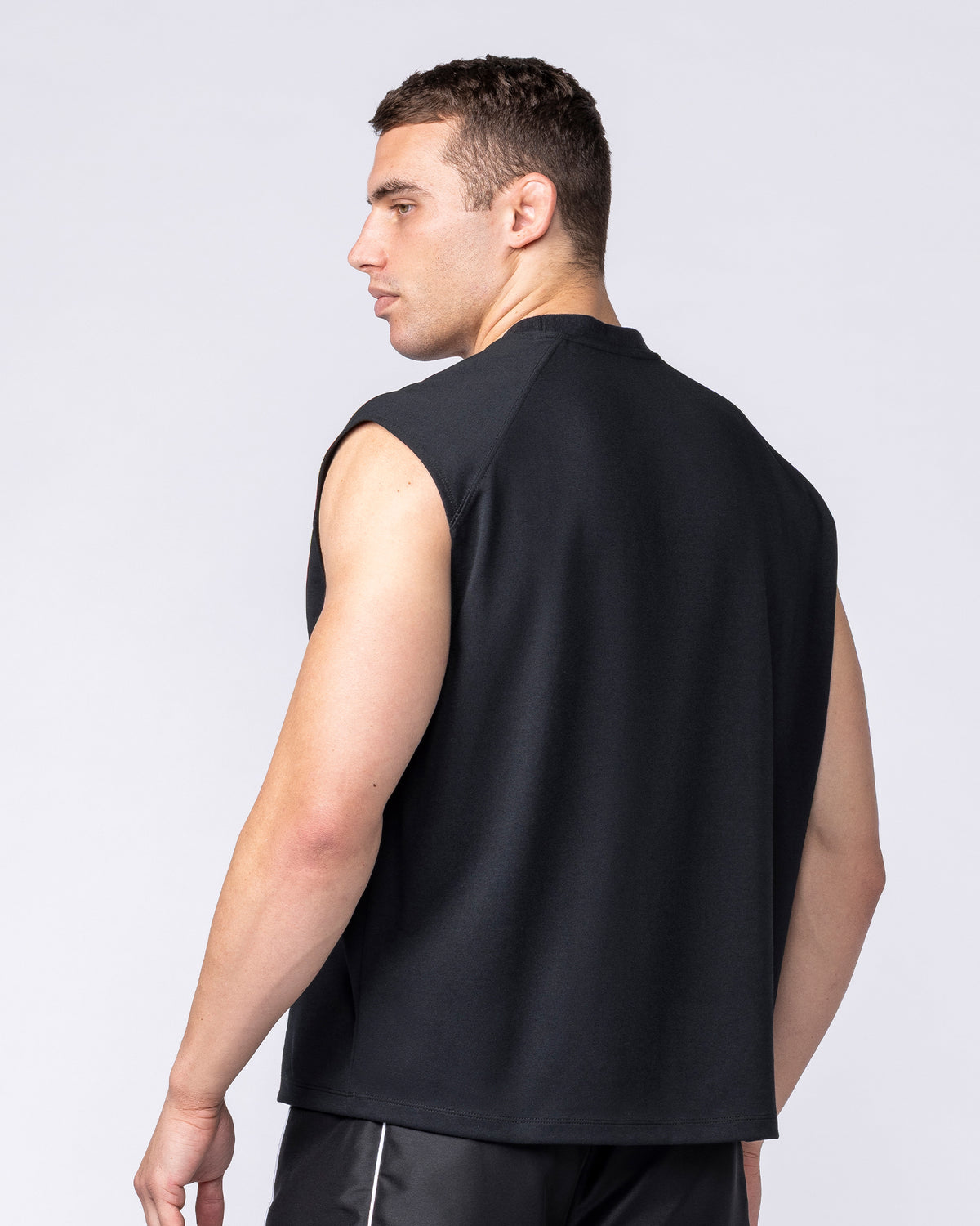 Daily Raglan Boxy Muscle Tank - Black