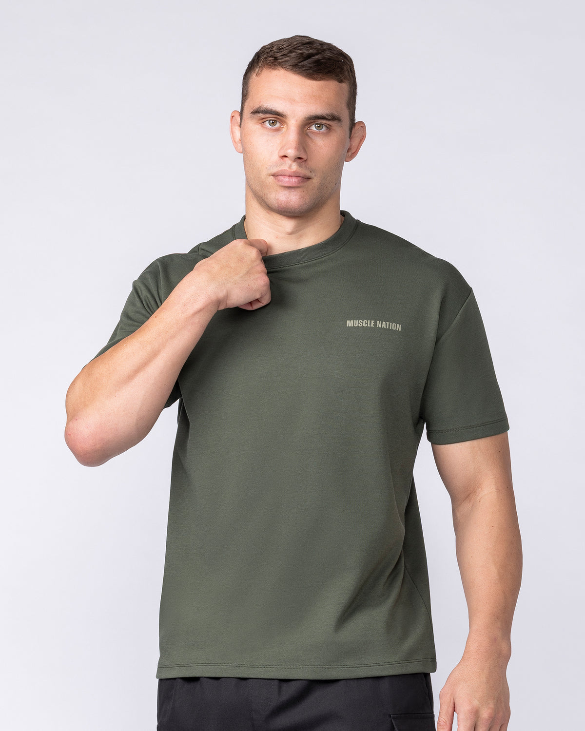 Daily Regular Fit Tee Dark Khaki - Muscle Nation men's gym tee