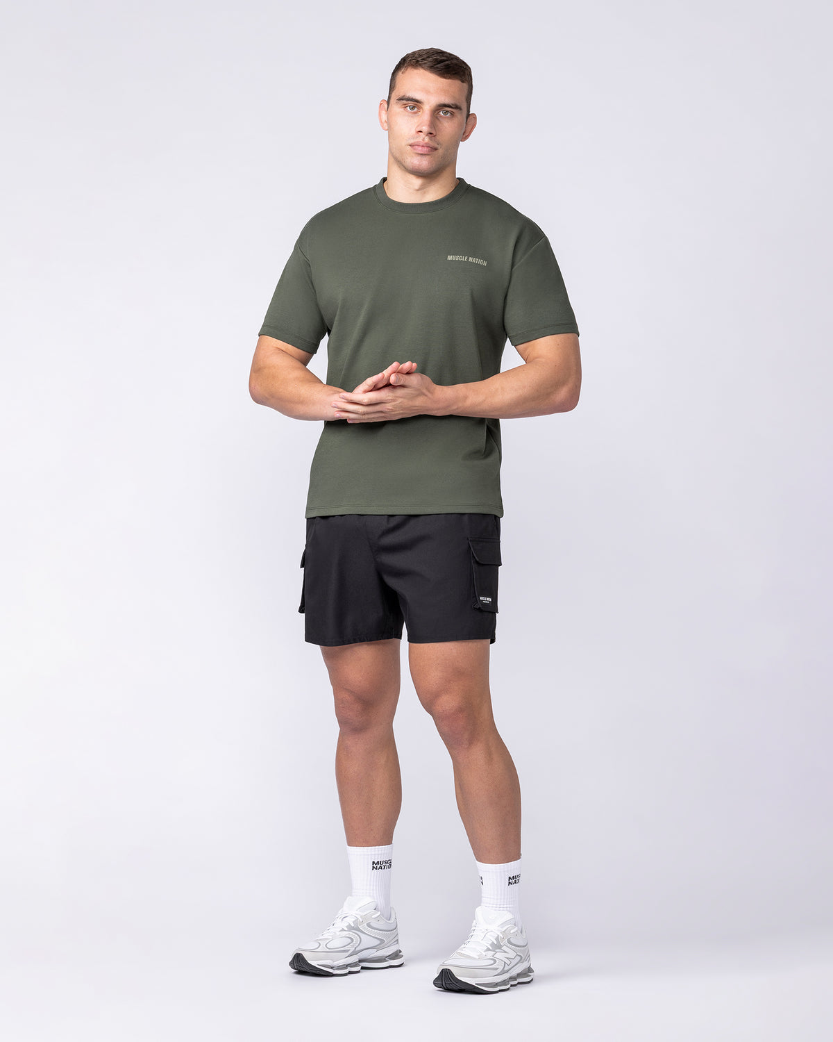 Daily Regular Fit Tee Dark Khaki - Muscle Nation men's gym tee, view 5