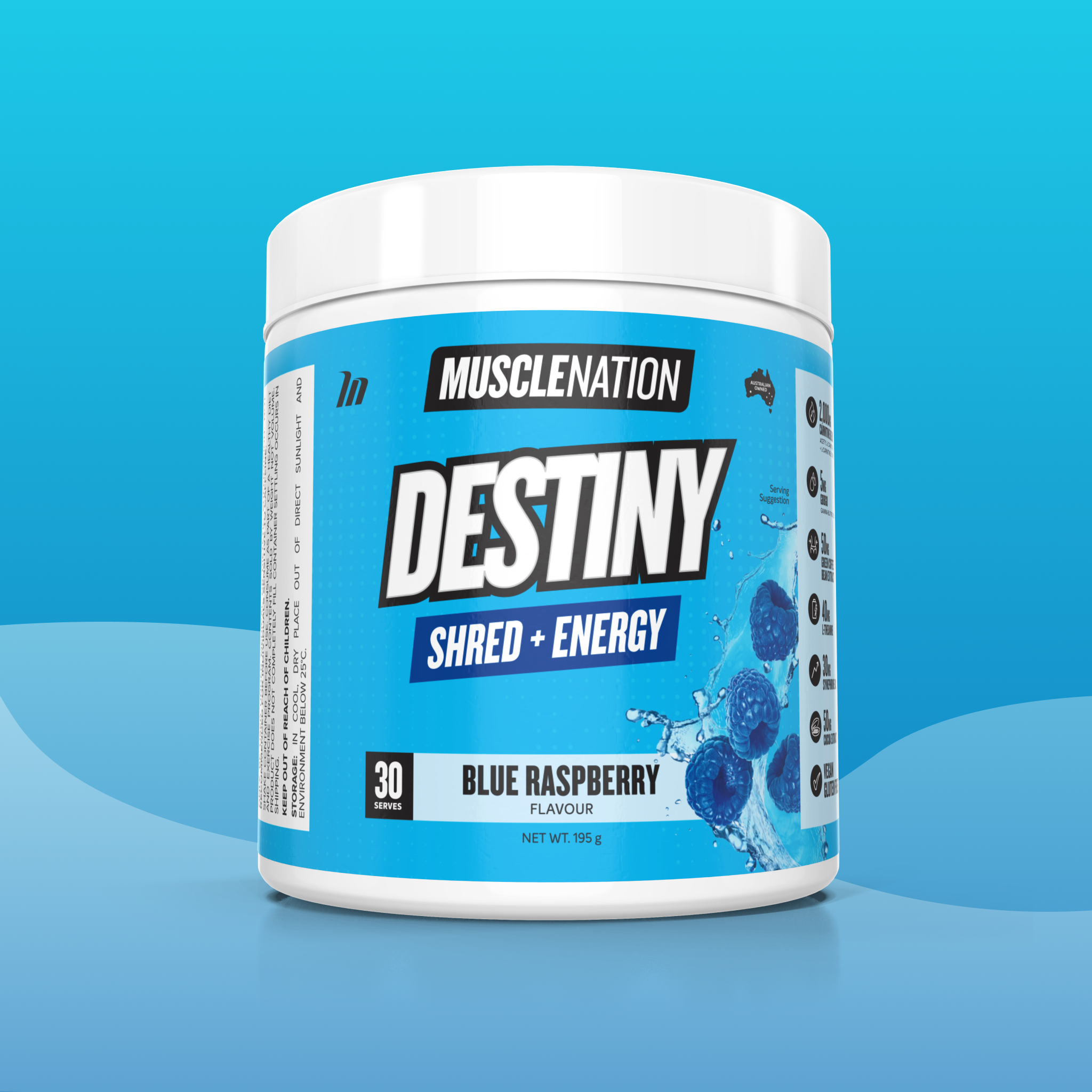 DESTINY Pre-Workout Burn - Blue Raspberry - 30 serves-Fat Burner-MNSUPPS0388-9359054002852-1-Muscle Nation