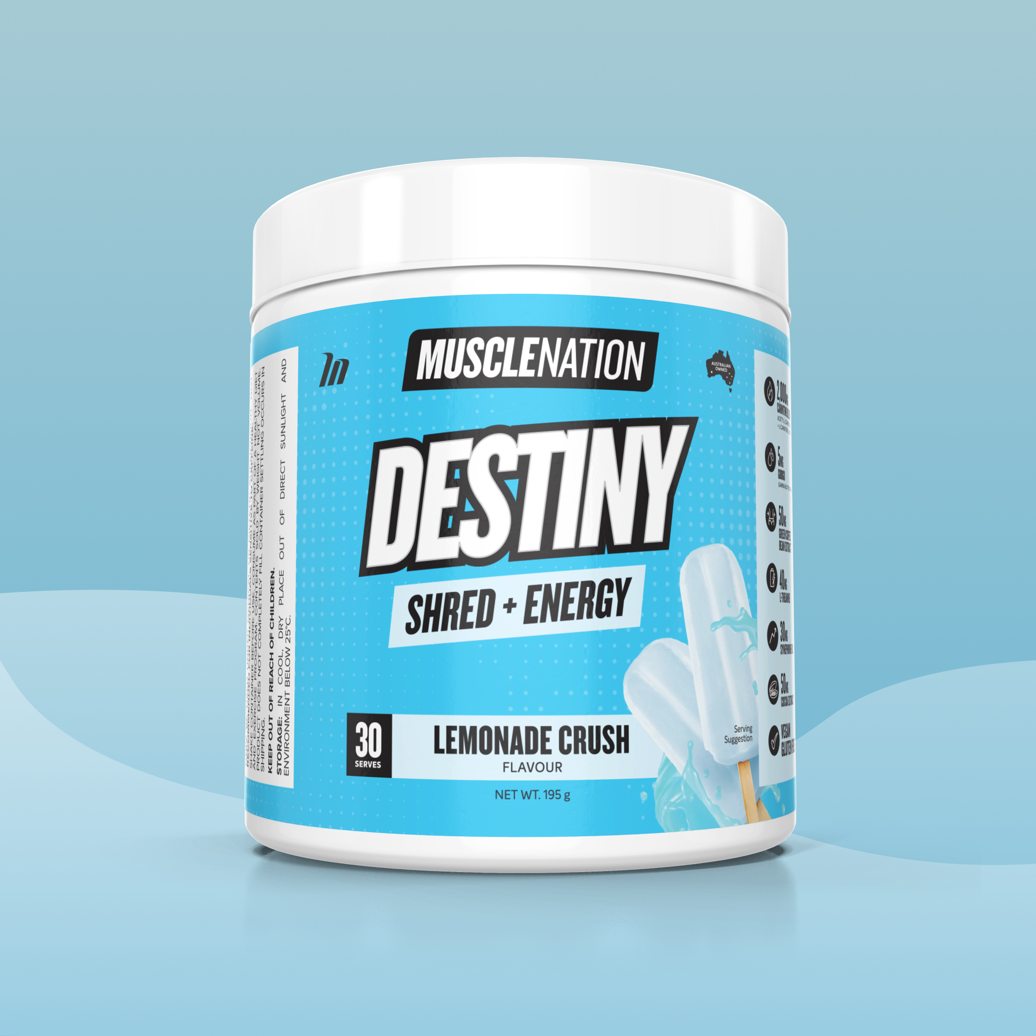 DESTINY Pre-Workout Burn - Lemonade Crush - 30 serves-Fat Burner-MNSUPPS0153-764460254181-1-Muscle Nation