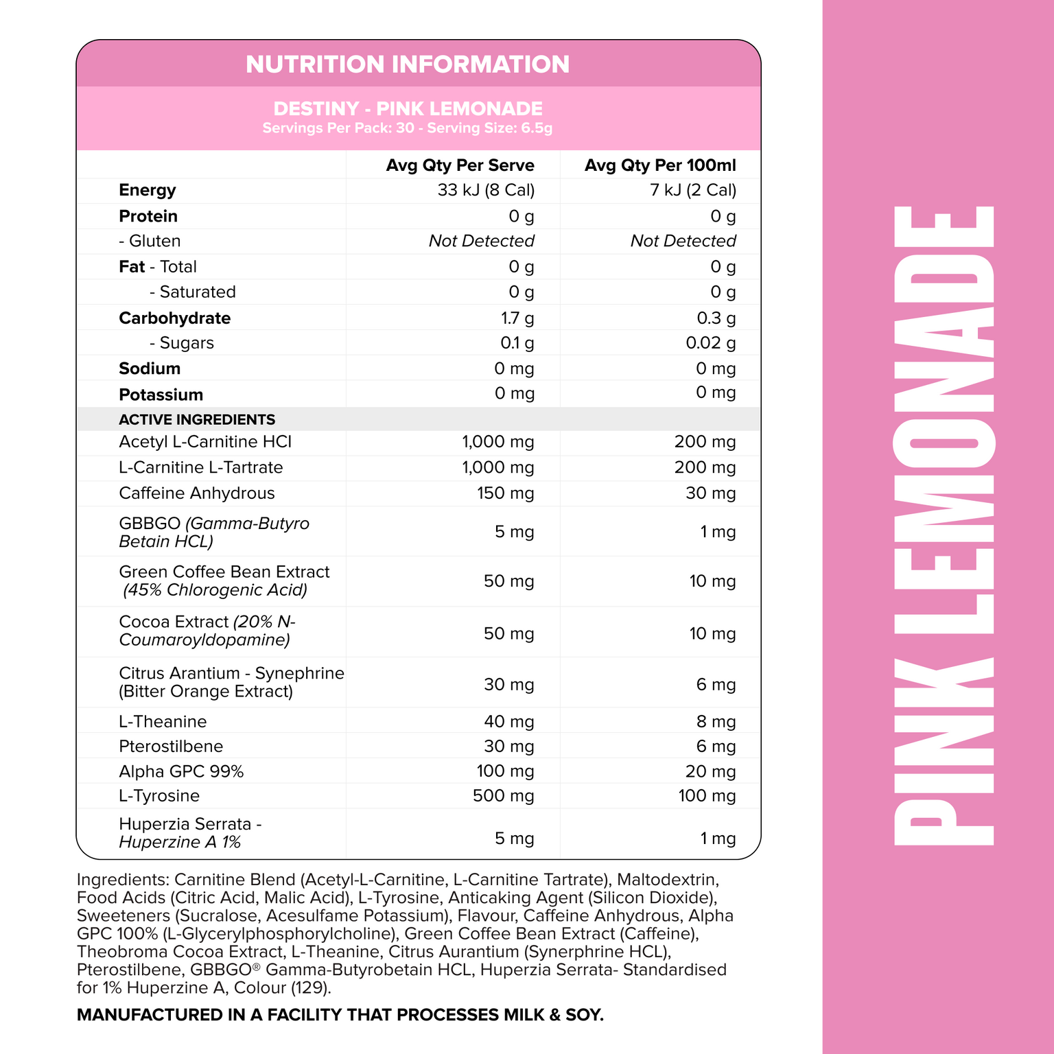 DESTINY Pre-Workout Burn - Pink Lemonade - 30 serves-Fat Burner-MNSUPPS0387-9359054002883-2-Muscle Nation