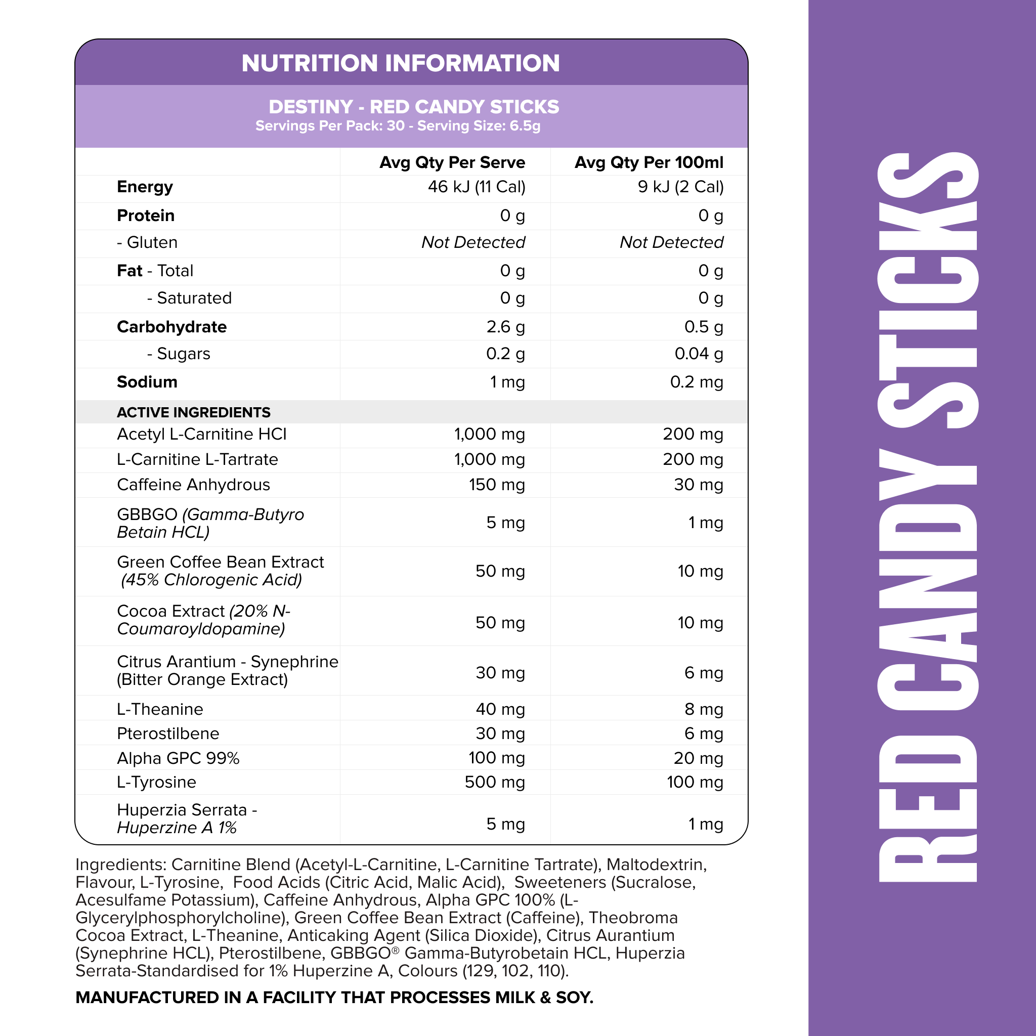 DESTINY Pre-Workout Burn - Red Candy Sticks - 30 serves-Fat Burner-MNSUPPS0034-745114800954-2-Muscle Nation