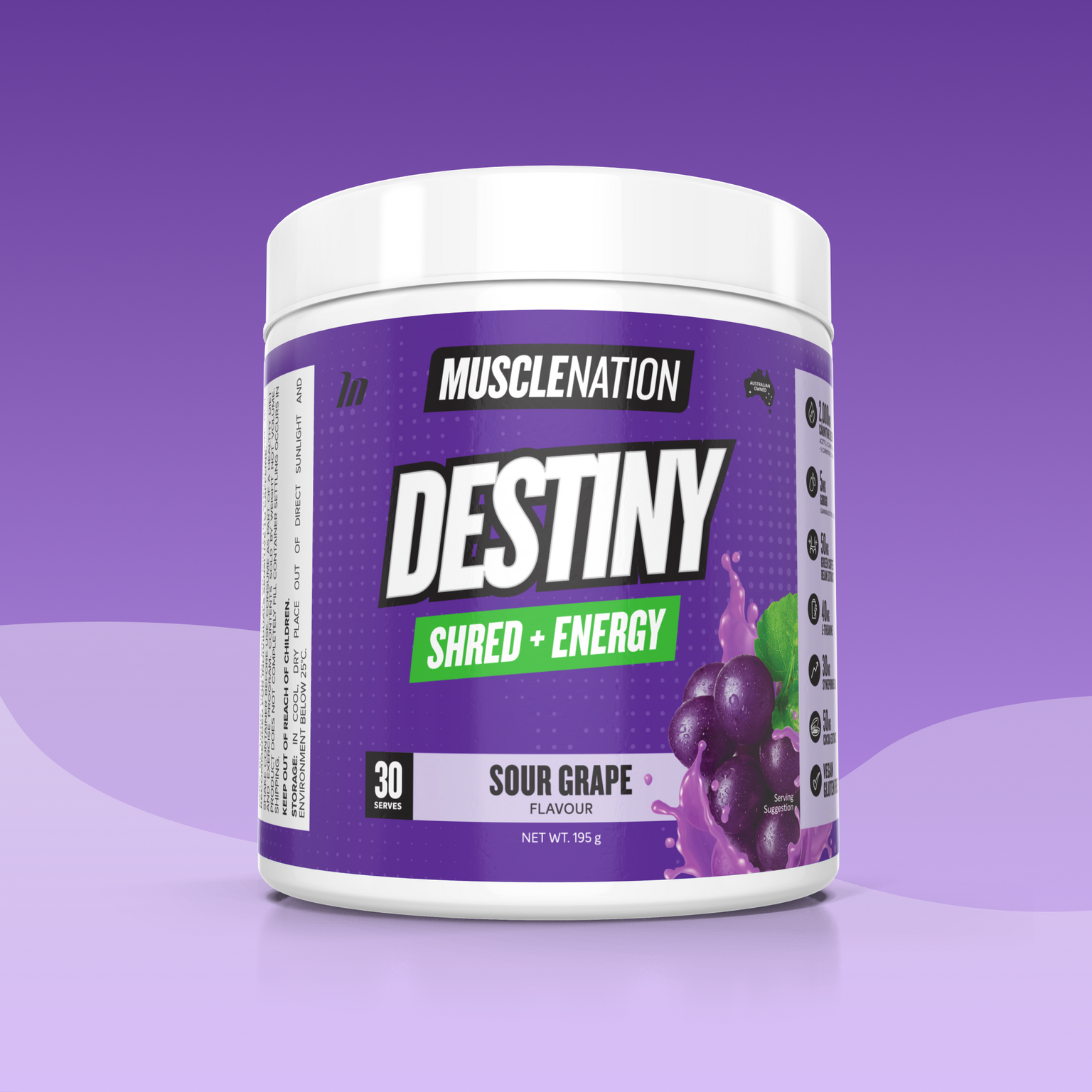 DESTINY Pre-Workout Burn - Sour Grape - 30 serves-Fat Burner-MNSUPPS0151-764460254204-1-Muscle Nation