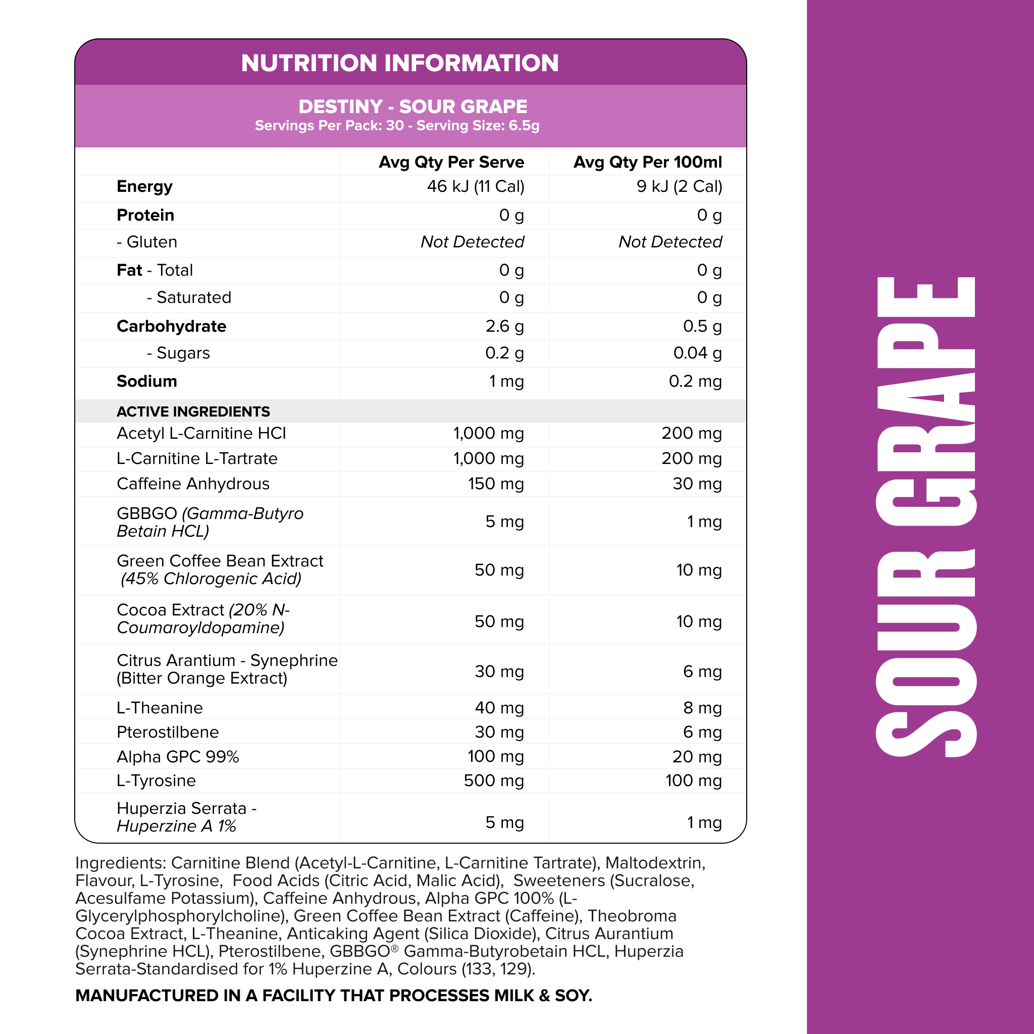 DESTINY Pre-Workout Burn - Sour Grape - 30 serves-Fat Burner-MNSUPPS0151-764460254204-2-Muscle Nation