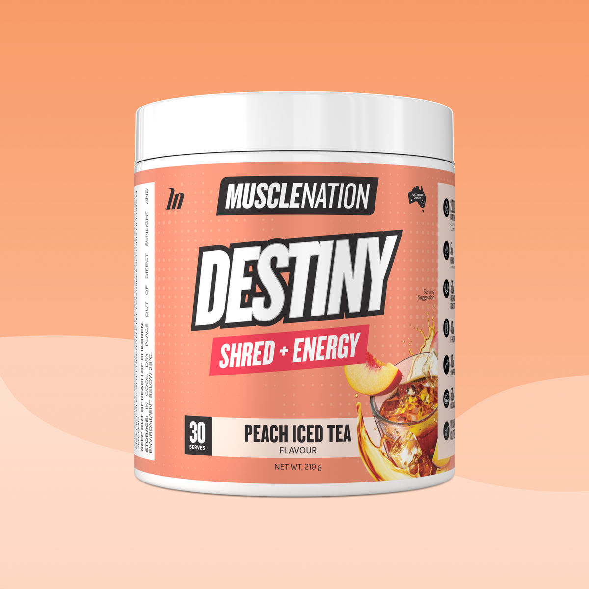 DESTINY Pre-Workout Burn Peach Iced Tea - Muscle Nation pre-workout fat burner