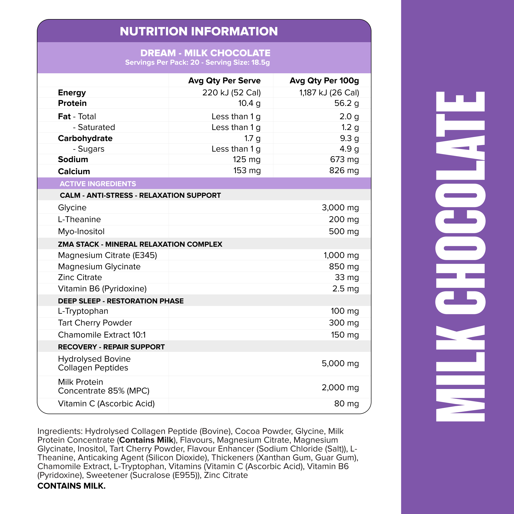 DREAM - Milk Chocolate-Sleep-MNSUPPS0400-9359054003026-2-Muscle Nation