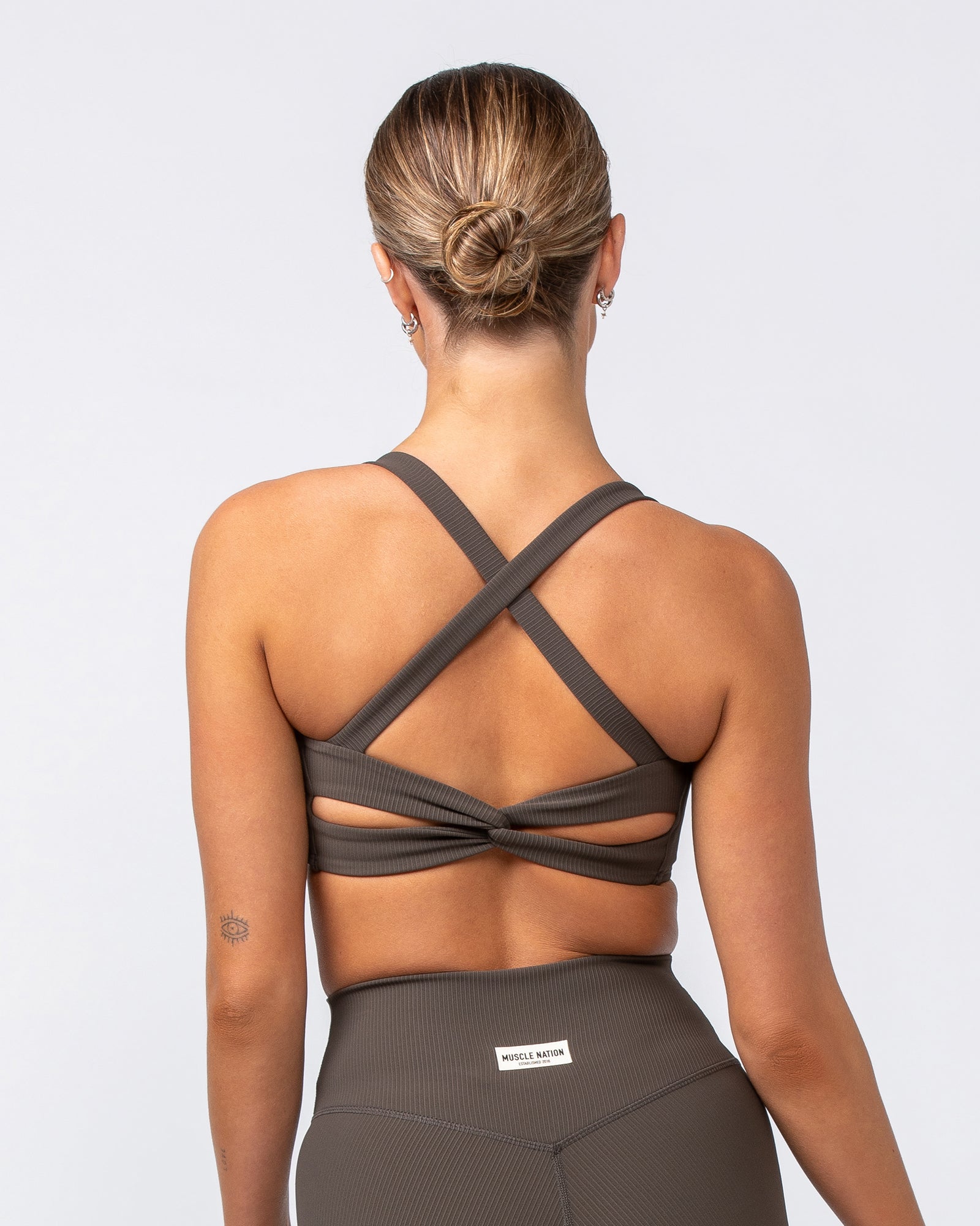 Twist Rib Bra - Deep Brown-Sports Bras-XS-062416DEPBRN-XS-MNAPPRL31558-5-Muscle Nation