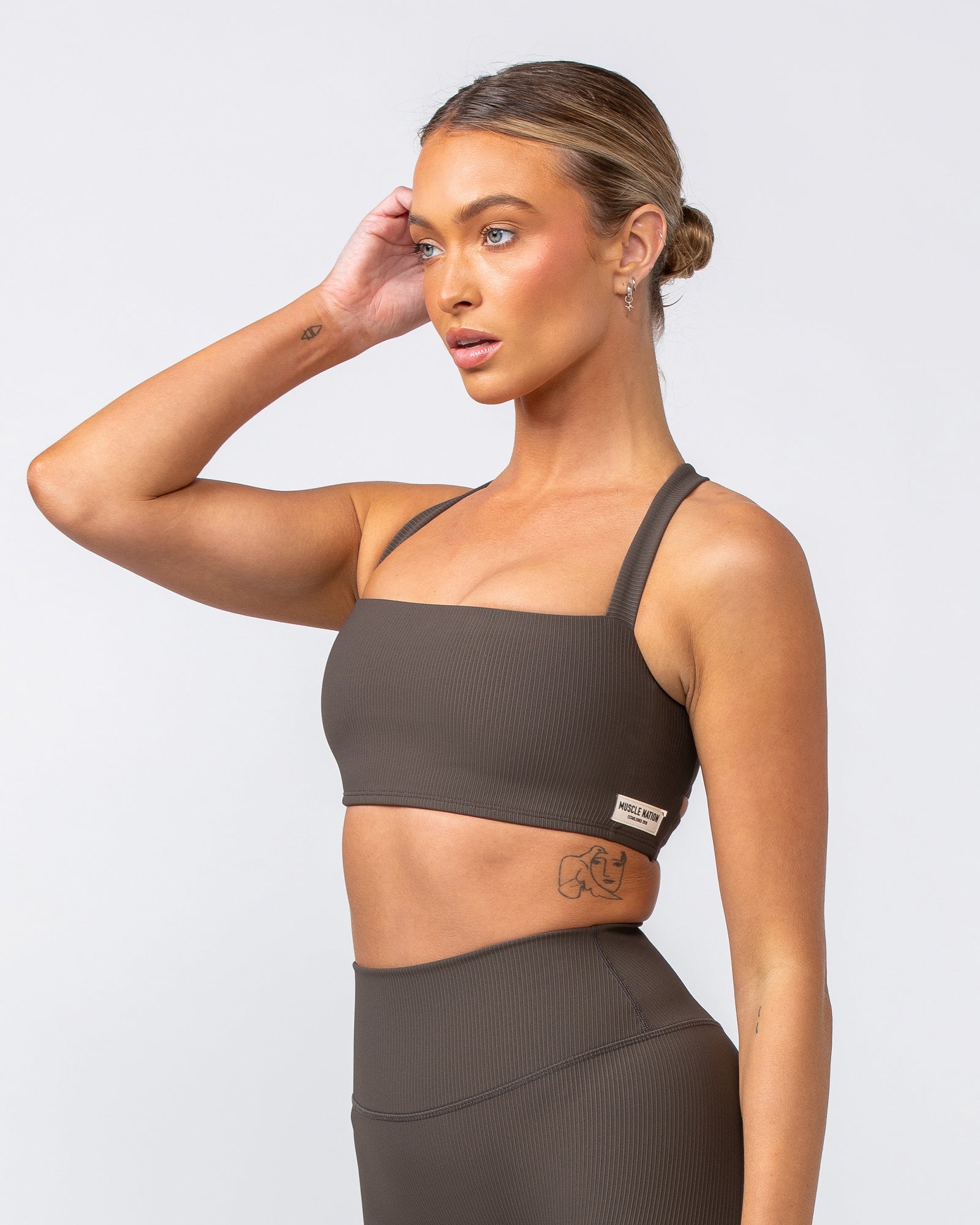 Twist Rib Bra - Deep Brown-Sports Bras-XS-062416DEPBRN-XS-MNAPPRL31558-4-Muscle Nation