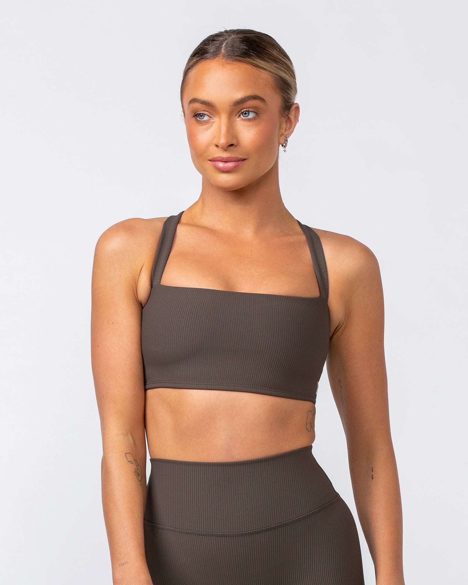Twist Rib Bra - Deep Brown-Sports Bras-XS-062416DEPBRN-XS-MNAPPRL31558-3-Muscle Nation