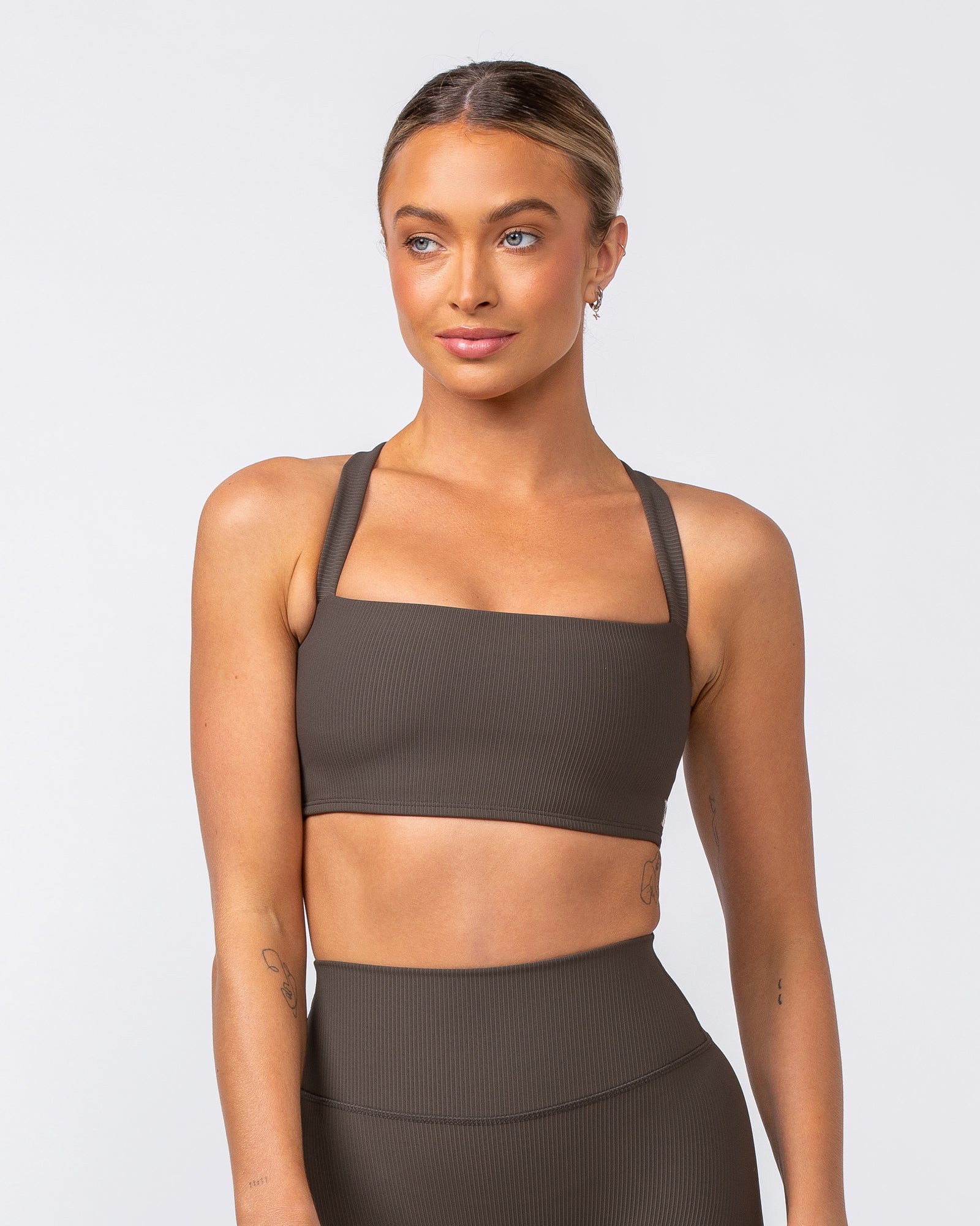 Twist Rib Bra - Deep Brown-Sports Bras-XS-062416DEPBRN-XS-MNAPPRL31558-3-Muscle Nation