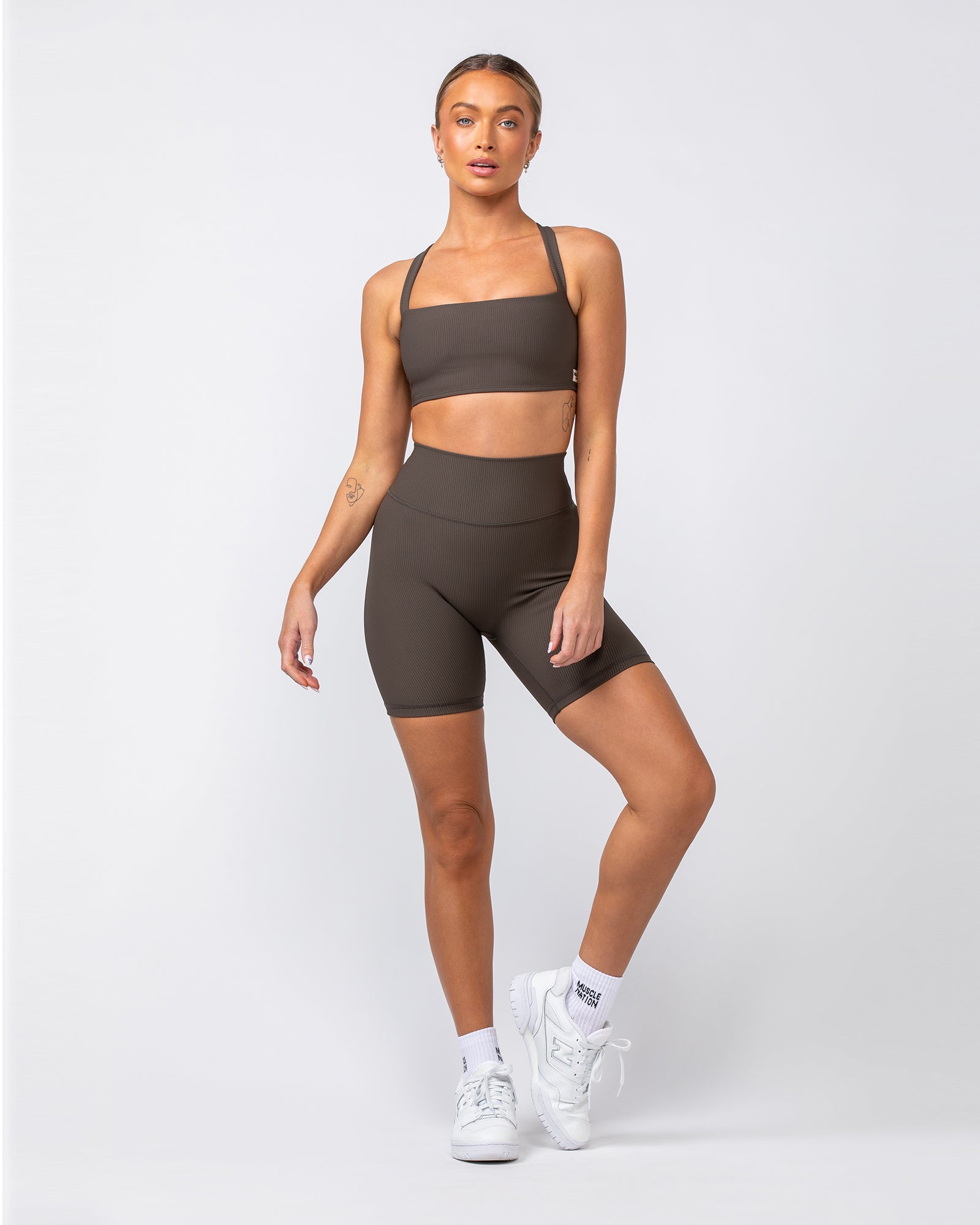 Twist Rib Bra - Deep Brown-Sports Bras-XS-062416DEPBRN-XS-MNAPPRL31558-6-Muscle Nation