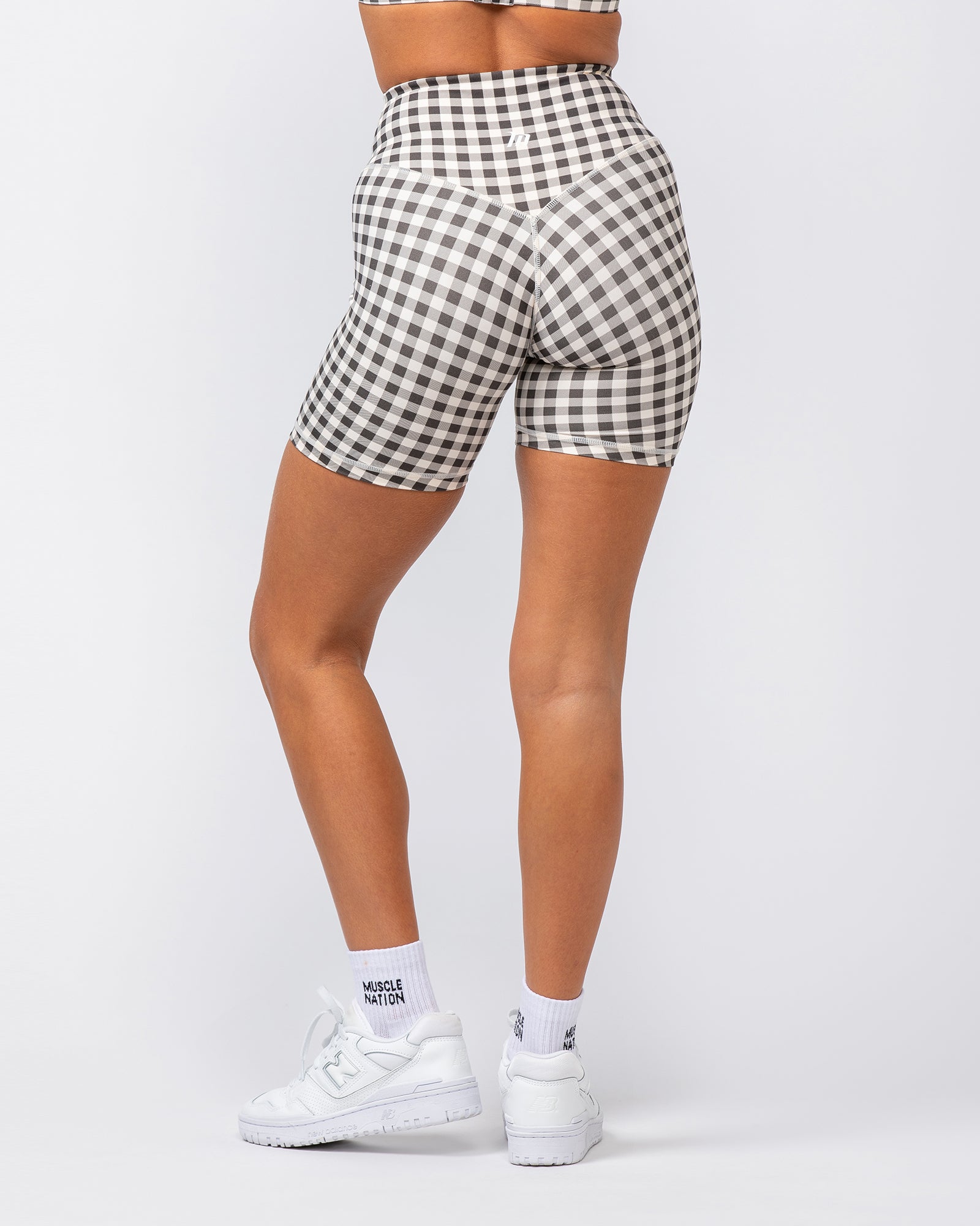 Ultra Aura Bike Shorts - Deep Brown Gingham Print-Shorts-XXS-062407DBGMP-XXS-MNAPPRL31405-6-Muscle Nation