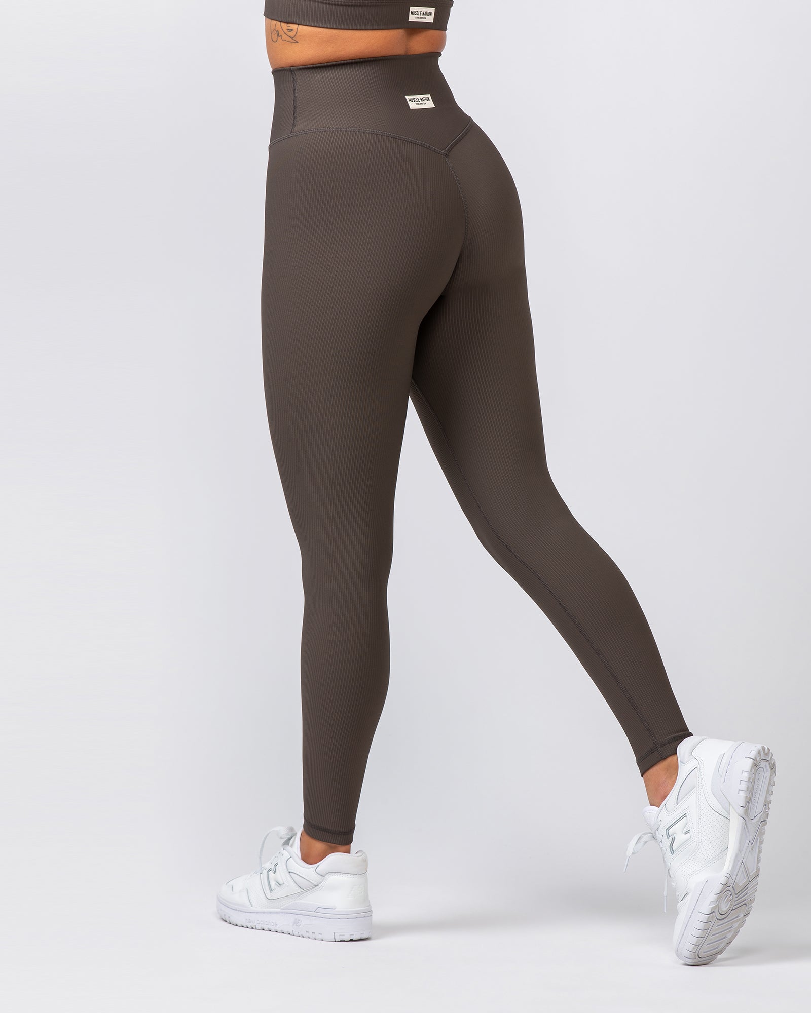 Zero Rise Rib Ankle Length Leggings - Deep Brown-Leggings-XXS-062420DEPBRN-XXS-MNAPPRL31632-3-Muscle Nation