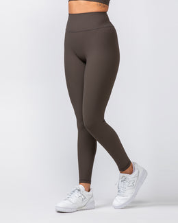 Zero Rise Rib Ankle Length Leggings - Deep Brown-Leggings-XXS-062420DEPBRN-XXS-MNAPPRL31632-1-Muscle Nation