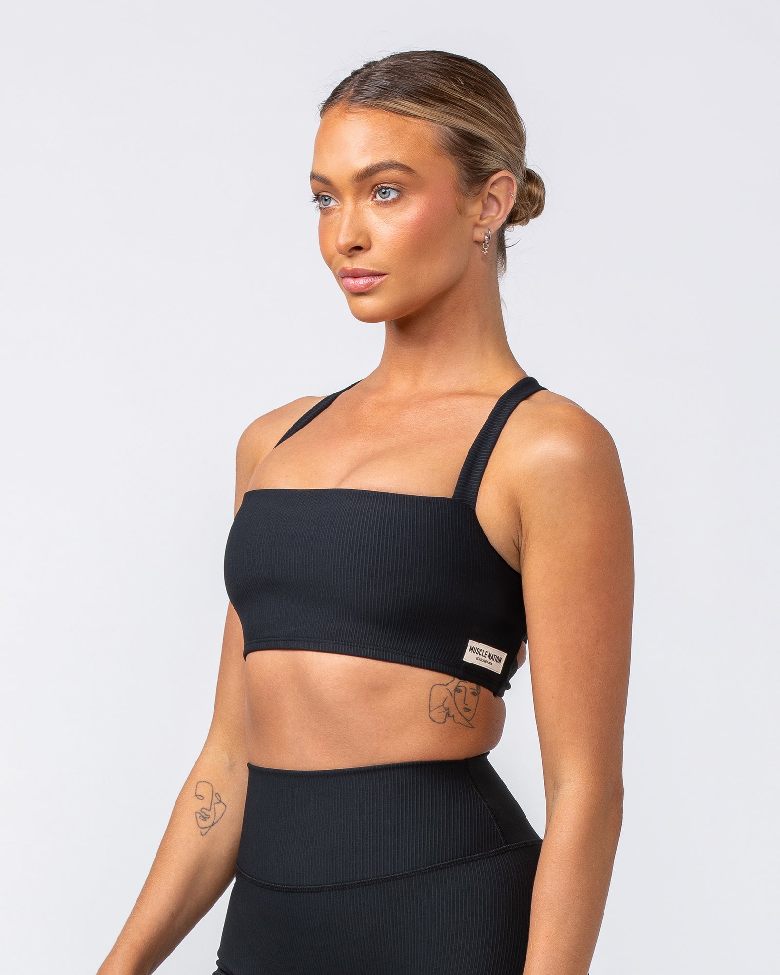 Twist Rib Bra - Black-Sports Bras-XS-042303BLK-XS-MNAPPRL23273-3-Muscle Nation